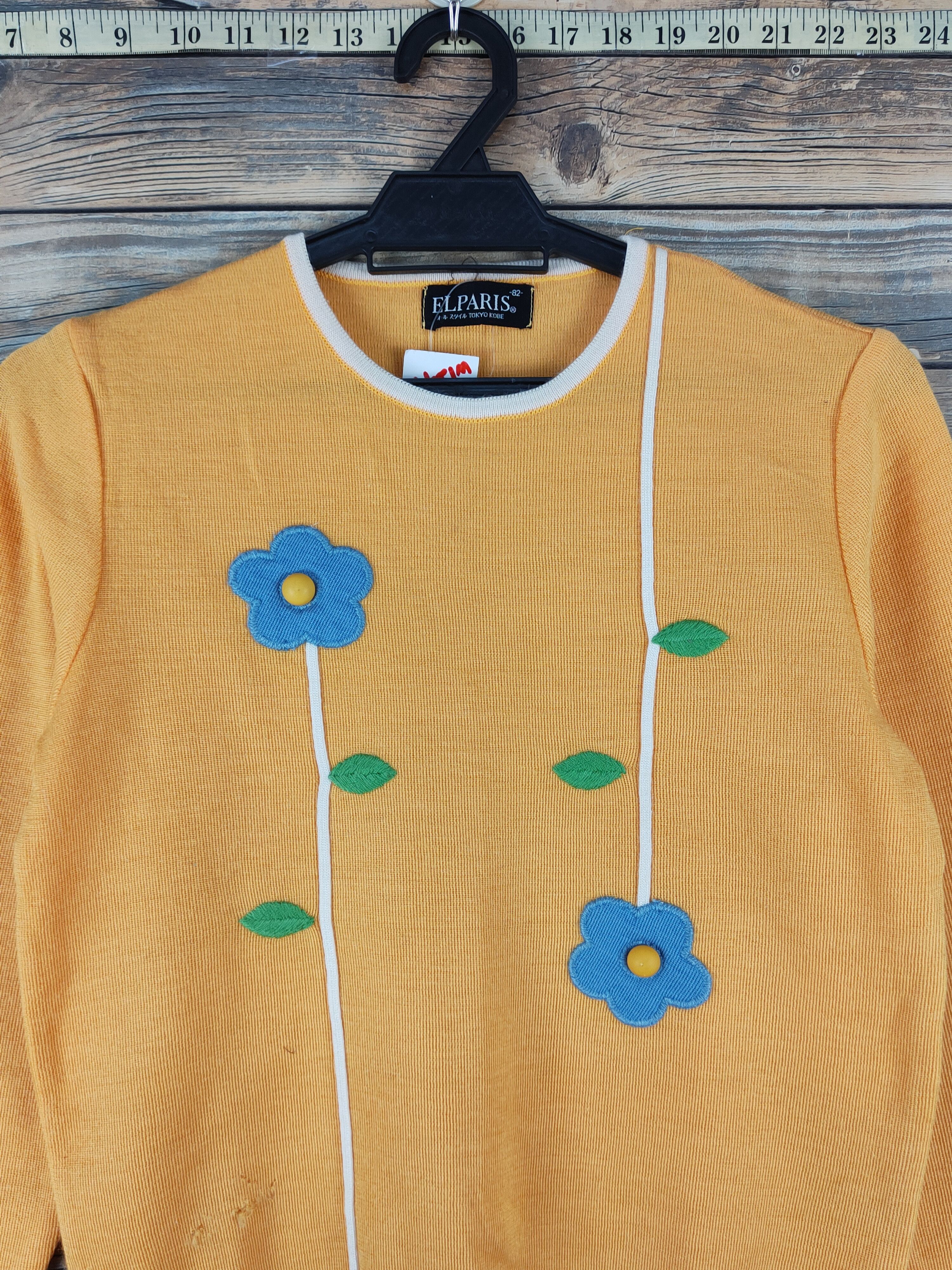 Homespun Knitwear × Japanese Brand × Vintage ElParis vintage Yellow Knitwear Sweatshirts #W1247 Size S / US 4 / IT 40 - 2 Thumbnail