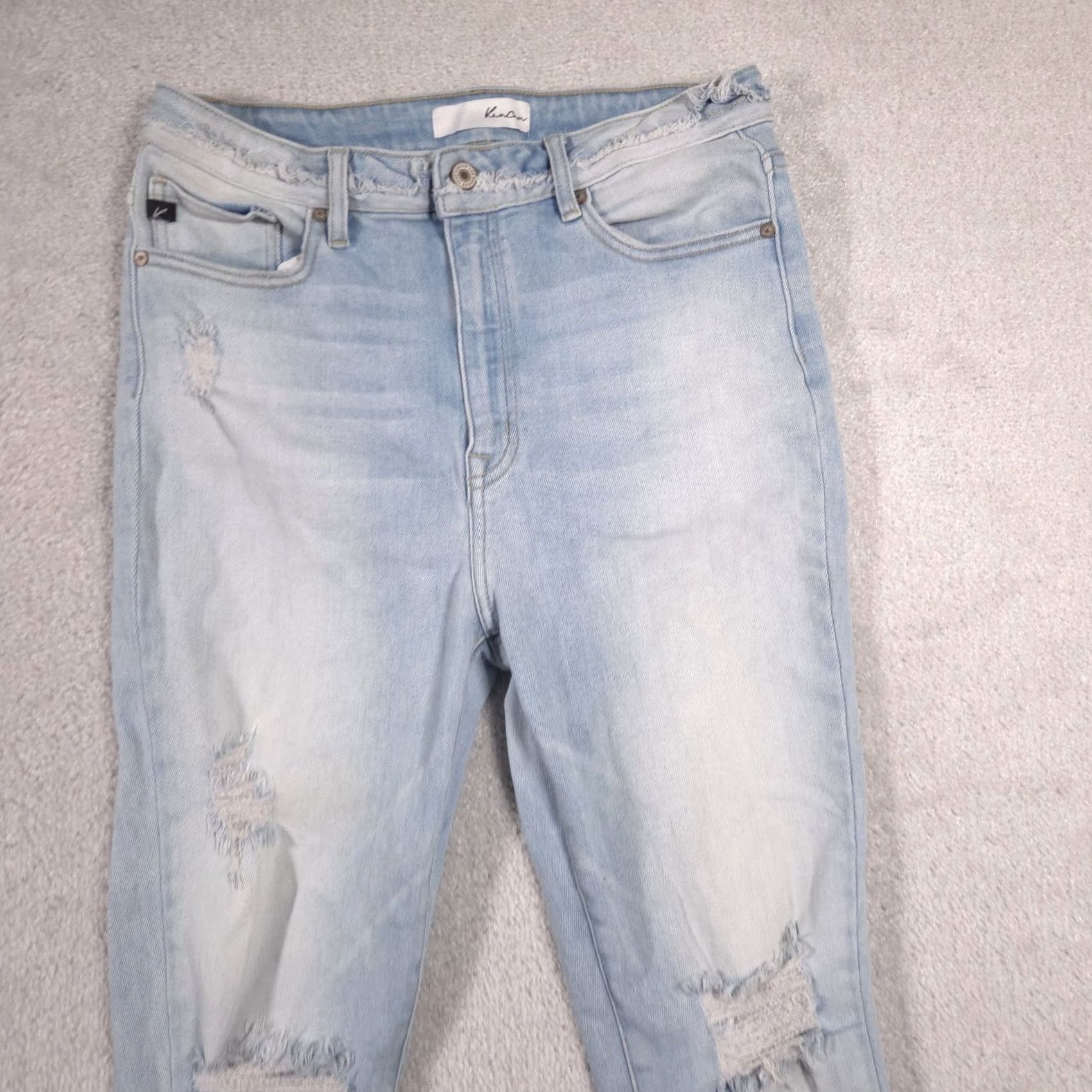 Vintage KanCan Jeans Womens 13/30 Blue Light Wash High Rise Distressed Ankle Jeans, Regular, Denim, 30 Inseam, 26 Inseam? Size 34" / US 12 / IT 48 - 3 Thumbnail
