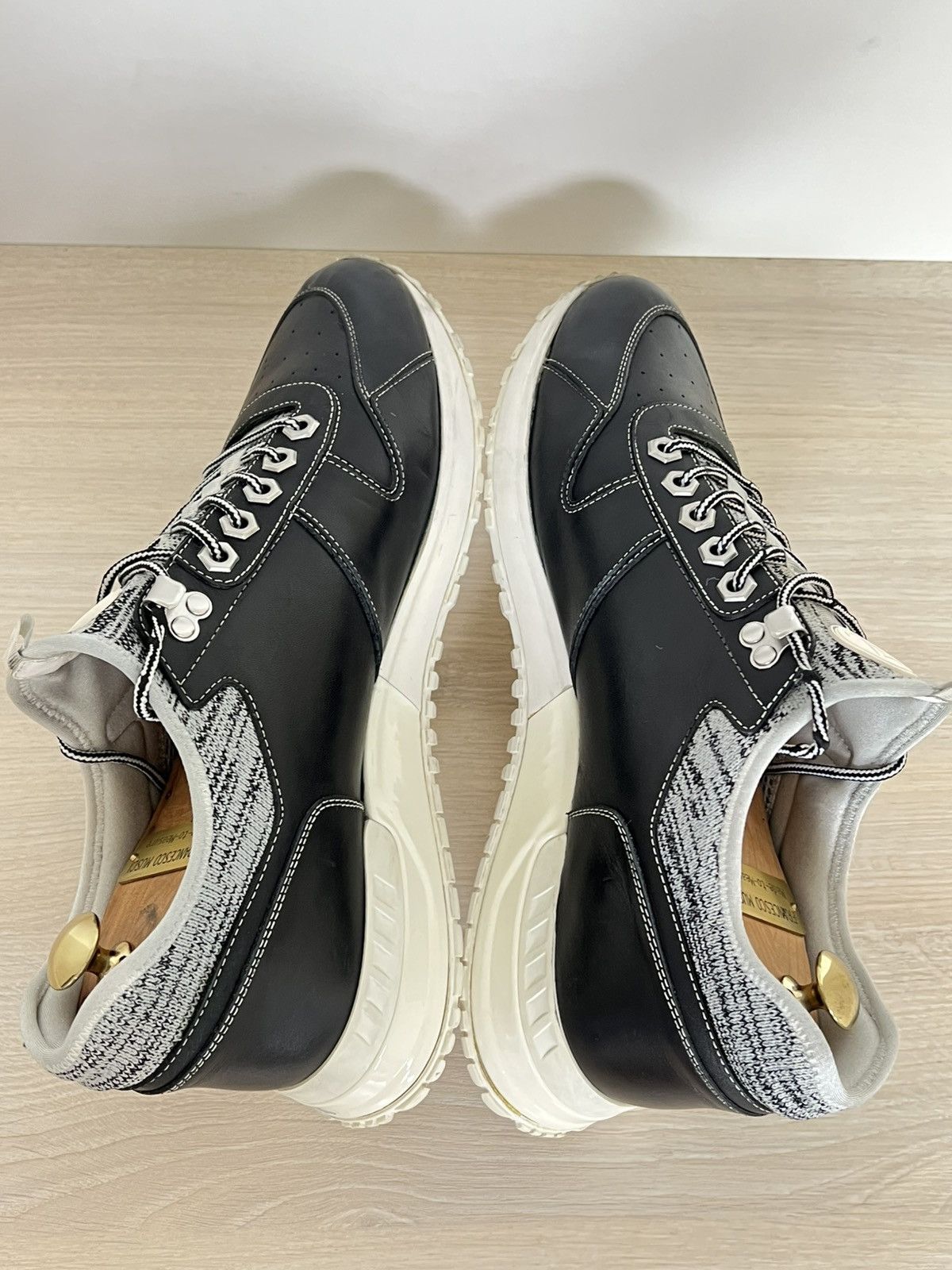 Louis Vuitton Louis Vuitton Black Leather Knit Technical Runner Sneakers Size US 8.5 / EU 41-42 - 15 Thumbnail