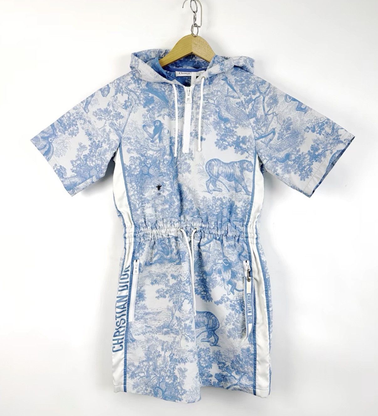 Dior Dior blue animal forest print waist tie hooded dress K12 Size XXS / US 00 / IT 34 - 1 Thumbnail