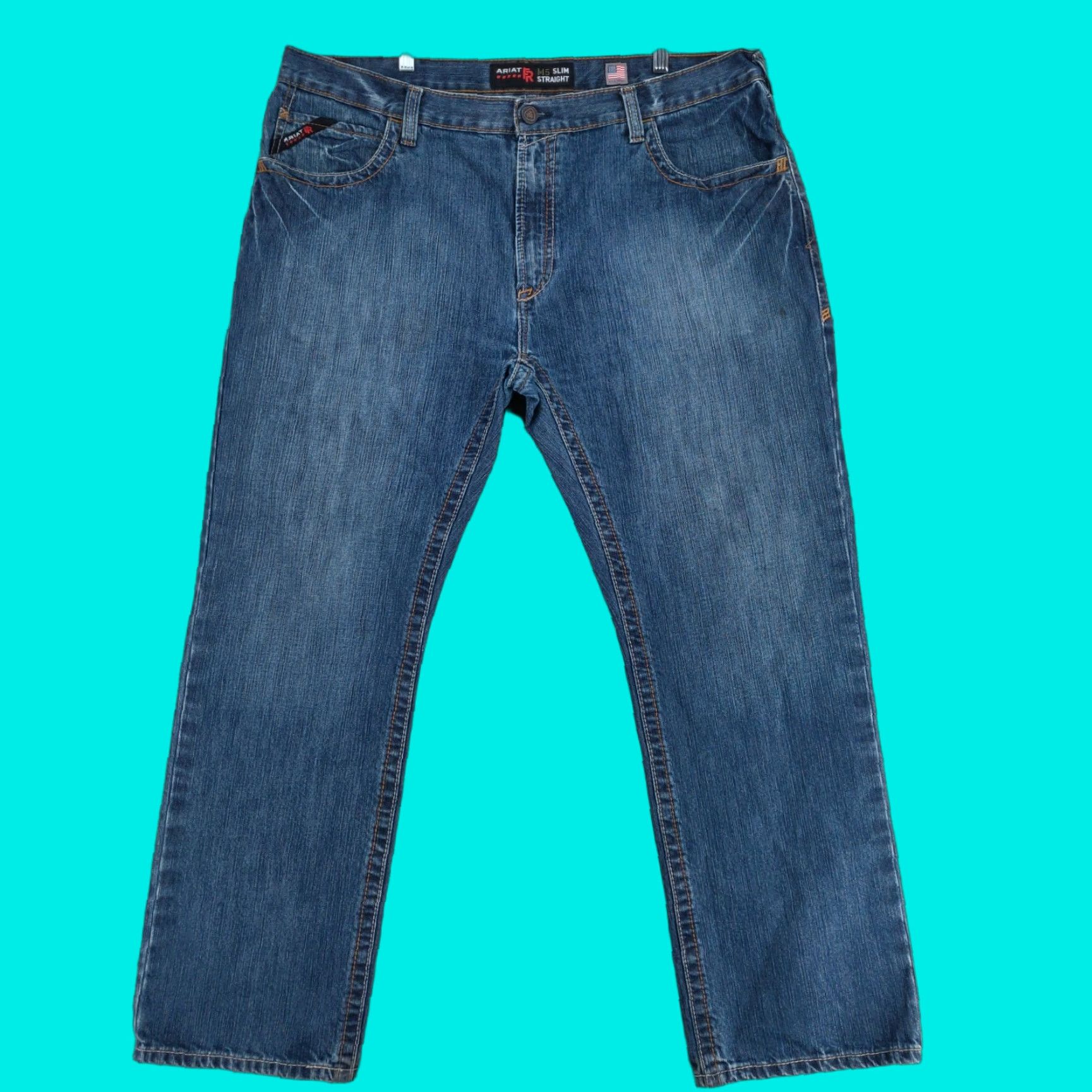 Ariat Ariat M5 FR Jeans Mens 42x32 Slim Straight Denim Blue Flame-Resistant Work Wear Casual 5-Pocket Mens Jeans Size US 42 / EU 58 - 1 Thumbnail