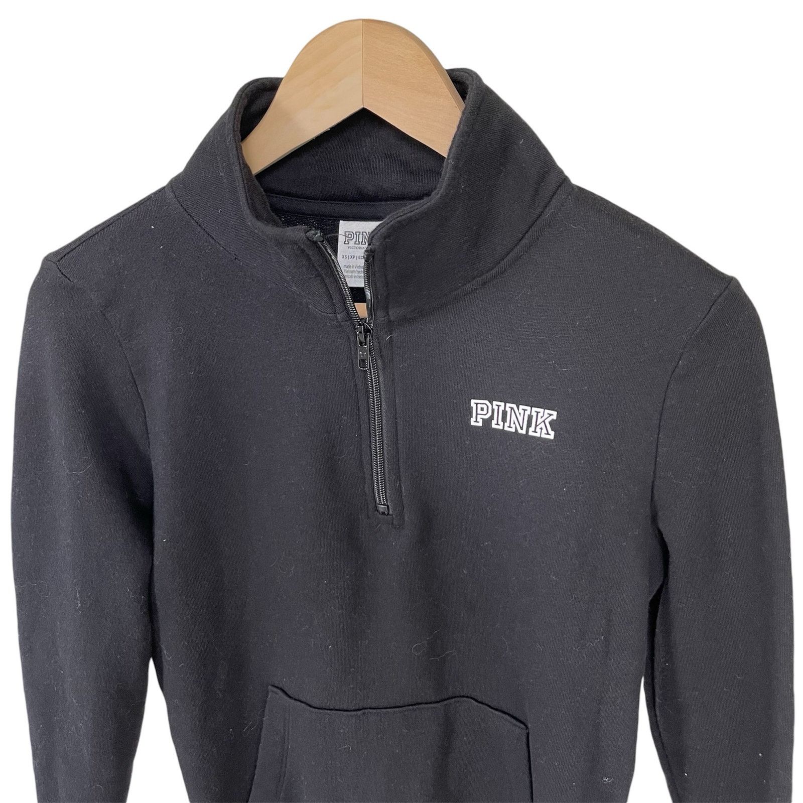 Pink PINK Victoria's Secret XS Black Long Sleeve Pocket Pullover Size XS / US 0-2 / IT 36-38 - 2 Thumbnail