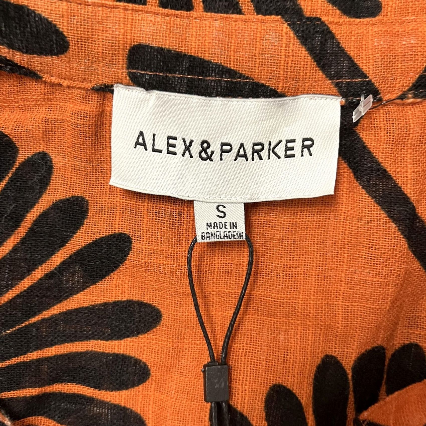 Parker Alex & Parker Shirt Womens Small Orange Black Floral Button Front Blouse Size S / US 4 / IT 40 - 2 Thumbnail