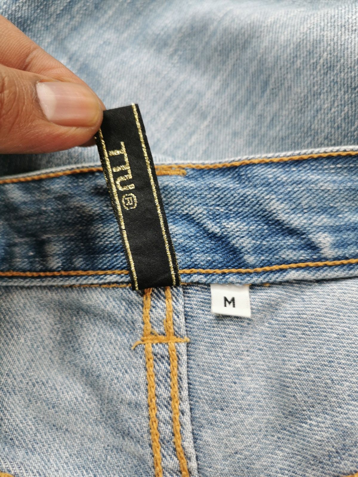 14th Addiction TTU Japan Patchwork Square Distressed Denim Jeans Size US 31 - 9 Thumbnail