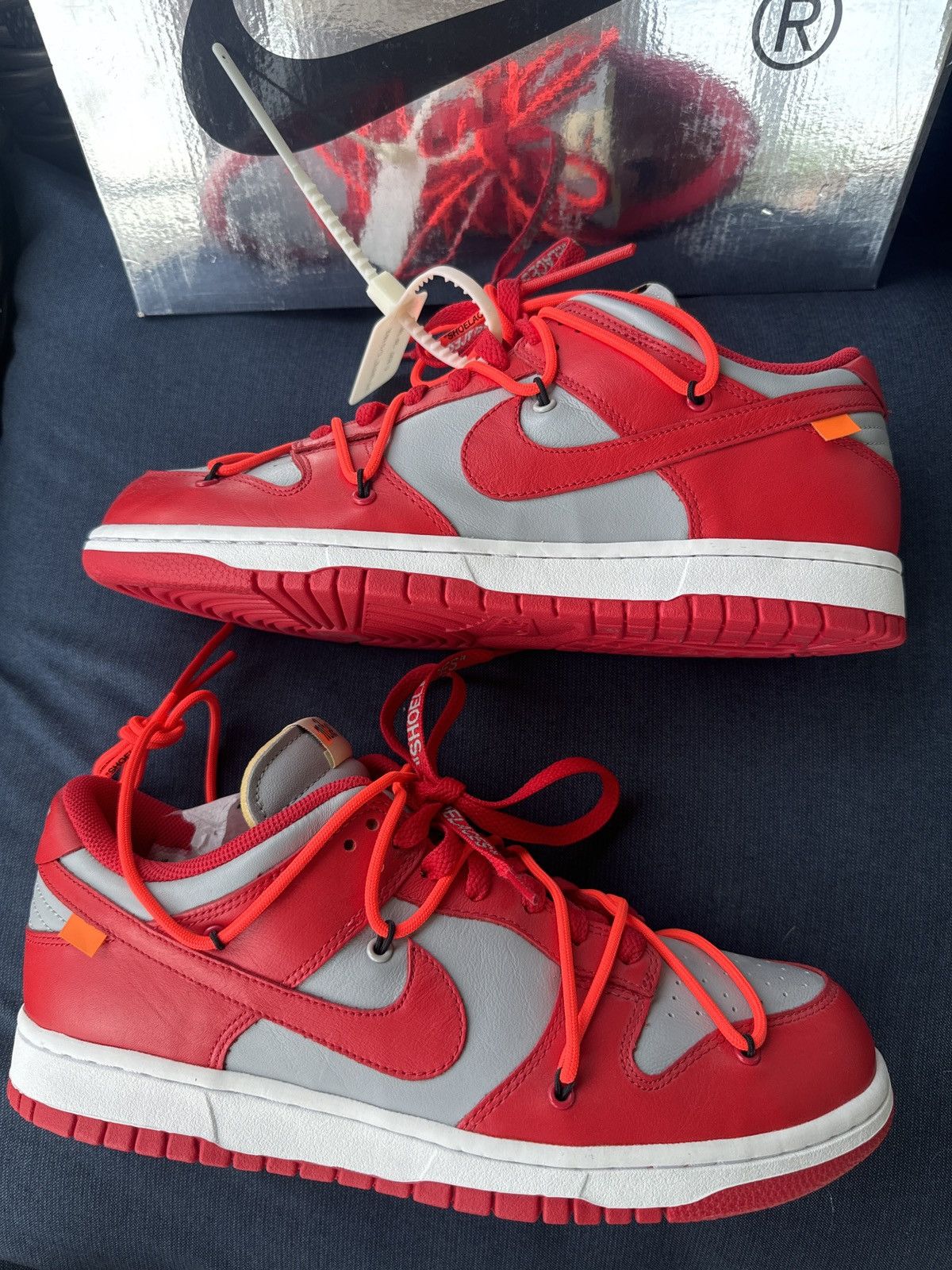 Nike × Off-White Red University Off White Dunks Size US 10.5 / EU 43-44 - 1 Thumbnail