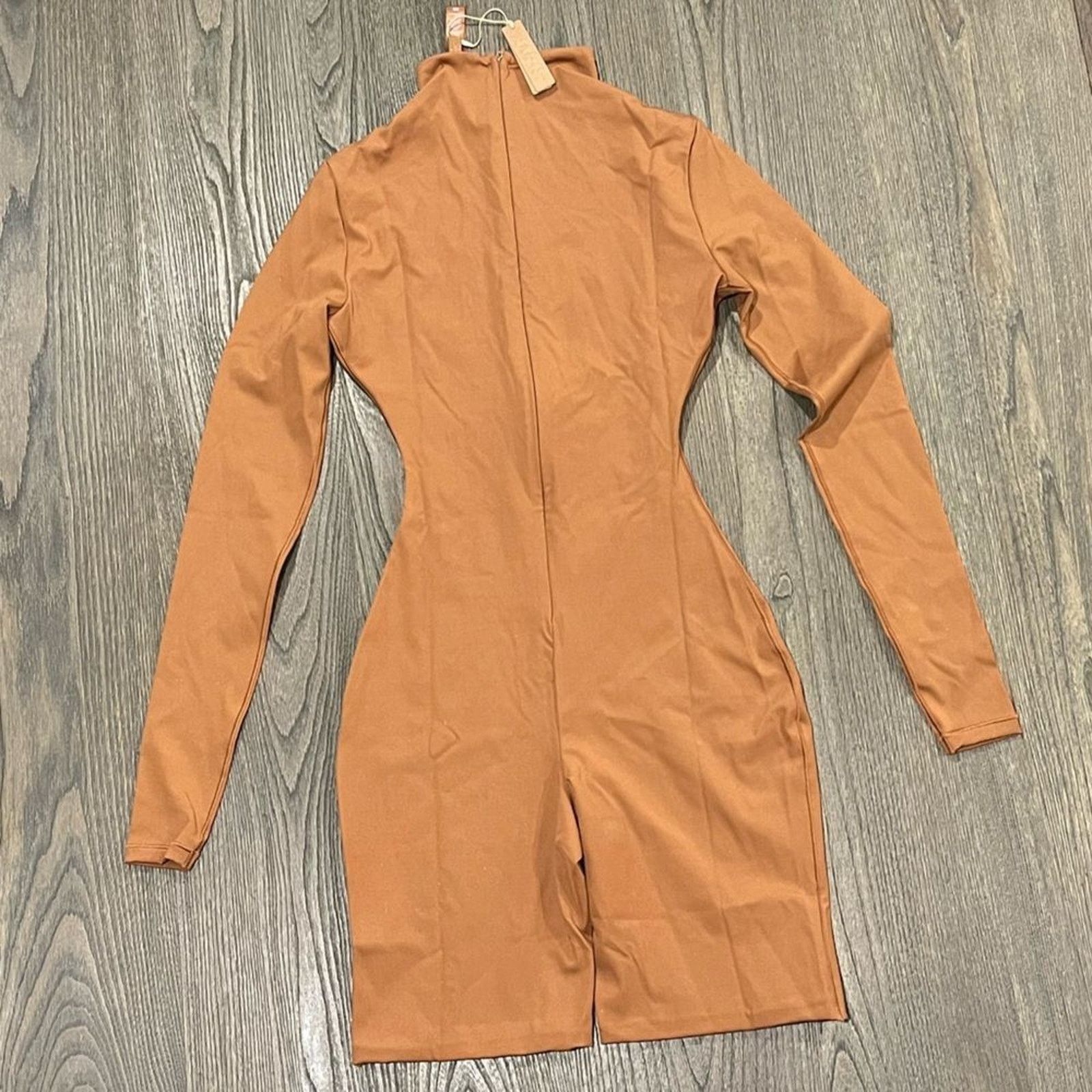 SKIMS NWT Skims Long Sleeve Mid Thigh Onesie Bodysuit Caramel XXS Size 24" / US 00 / IT 34 - 5 Thumbnail