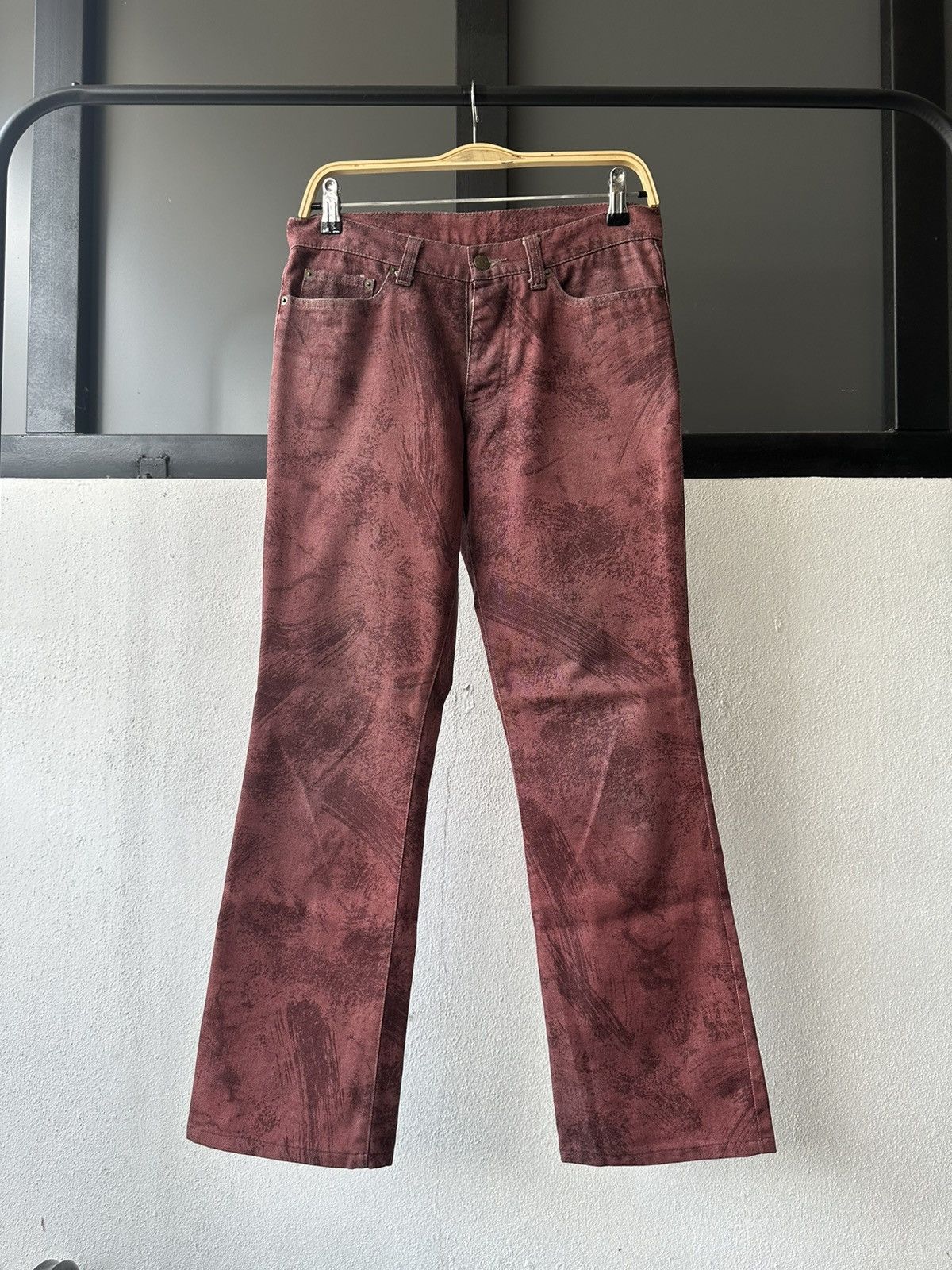 image of 2000S Tornado Mart Brick Red Splashed Denim, Men's (Size 31)