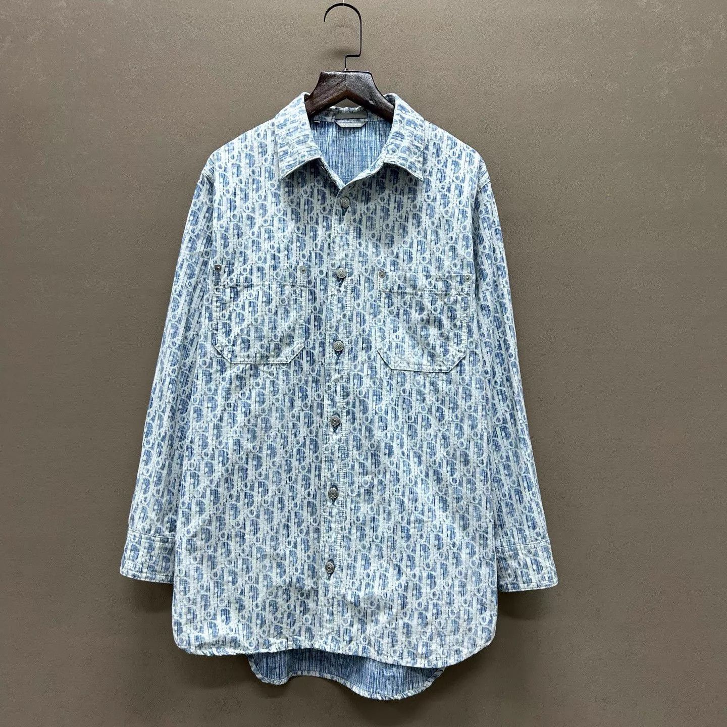 Dior Dior New Light Blue Denim Monogram Print Shirt 37 Size US XS / EU 42 / 0 - 1 Thumbnail