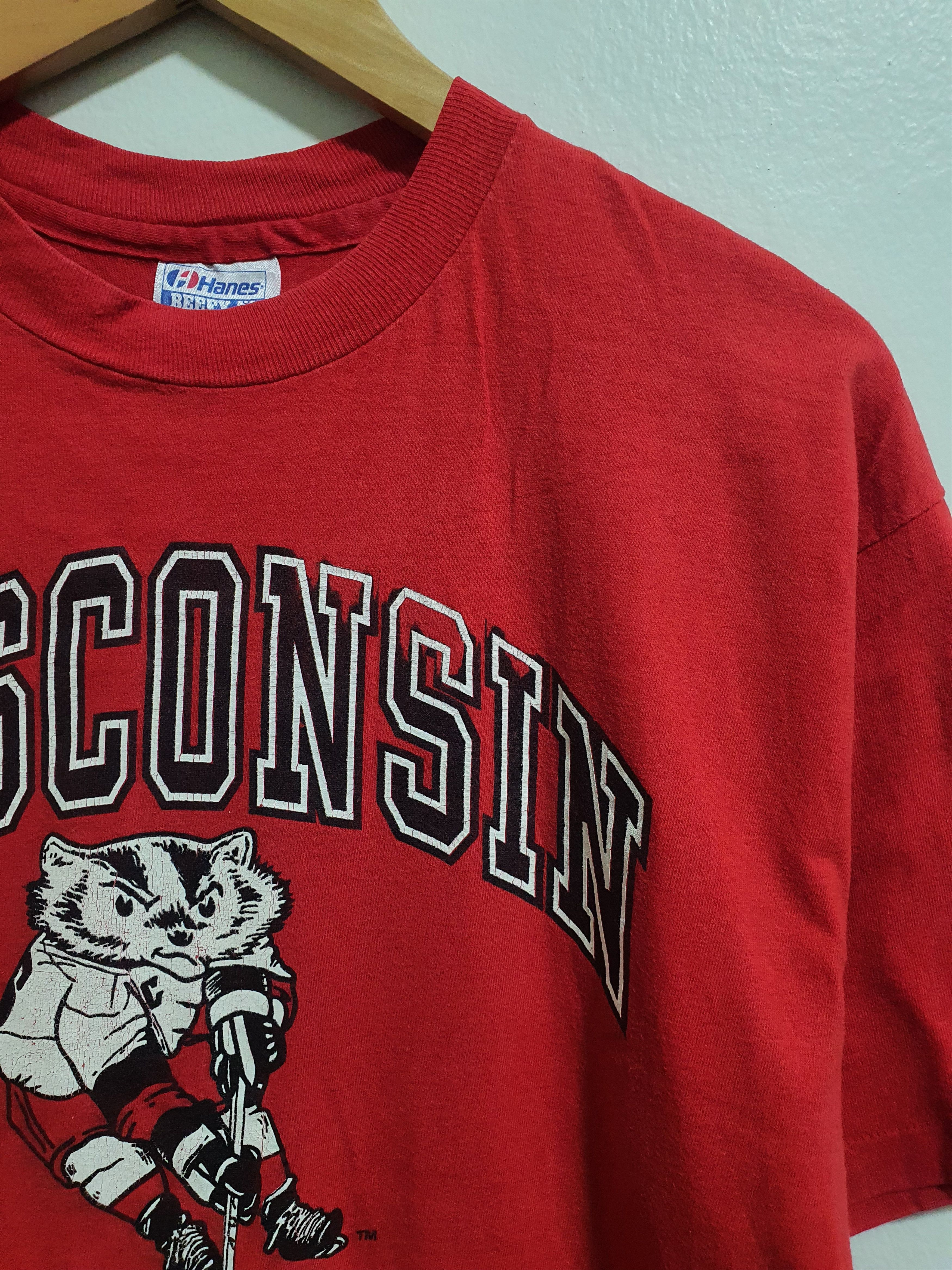 Hanes × Vintage VINTAGE HANES 21.5”/32” WISCONSIN HOCKEY T-SHIRT Size US XL / EU 56 / 4 - 2 Thumbnail