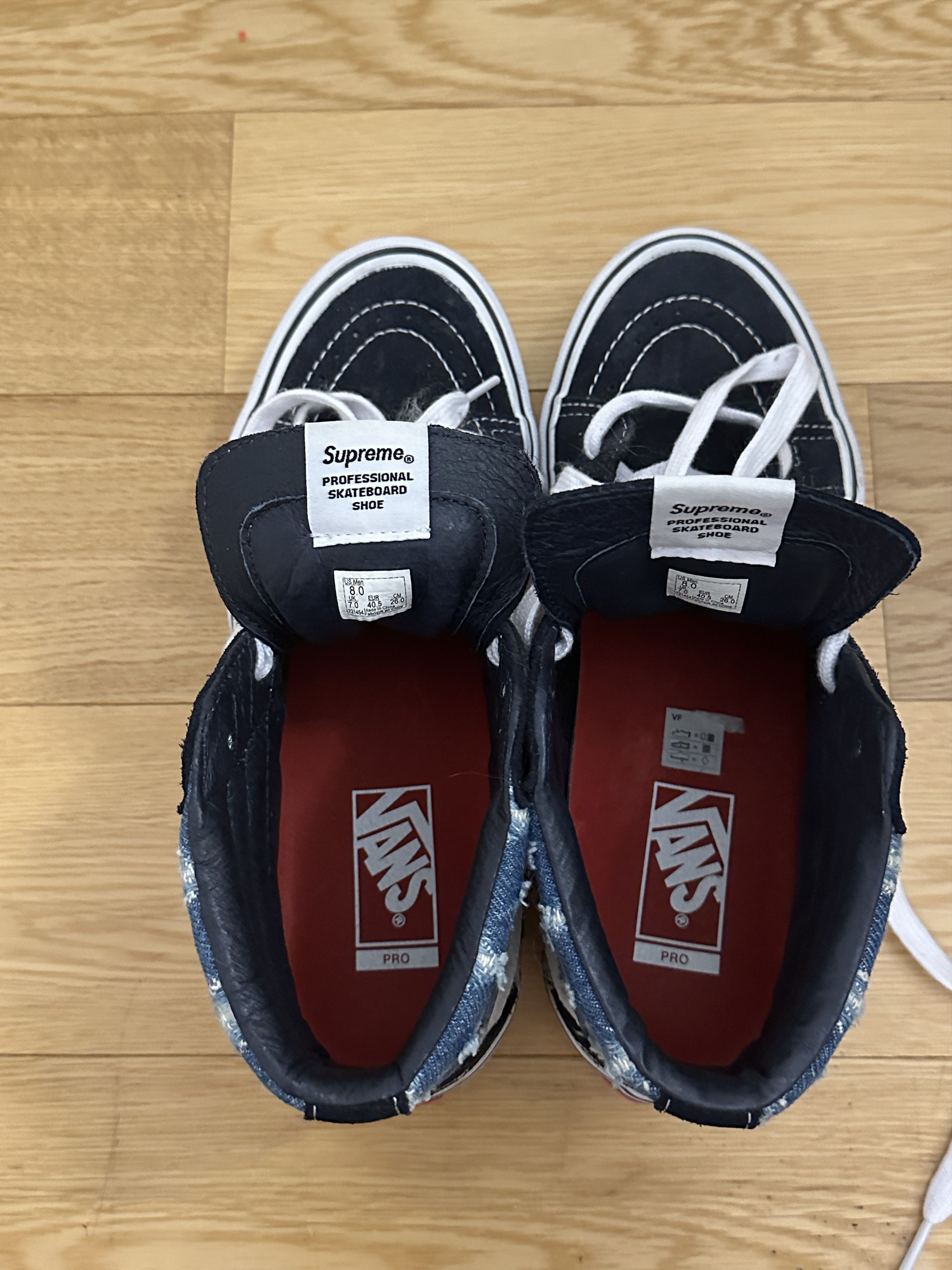 Supreme × Vans Sk8-Hi "Blue Hole Punch Denim" Size US 8 / EU 41 - 5 Thumbnail