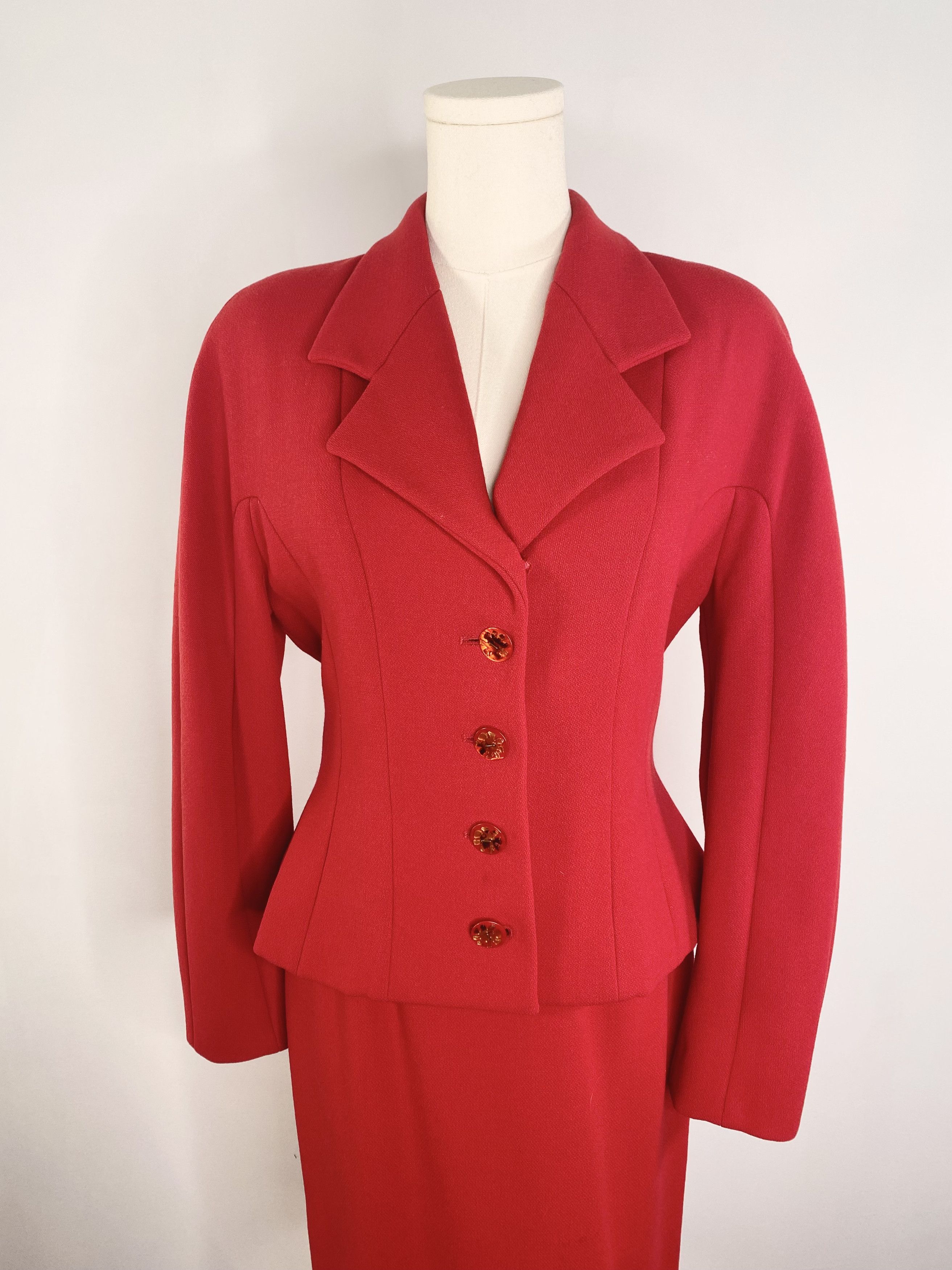 Chloe Vintage Archival Chloe - Red 2-Piece Skirt Designer Suit Size ONE SIZE - 10 Thumbnail