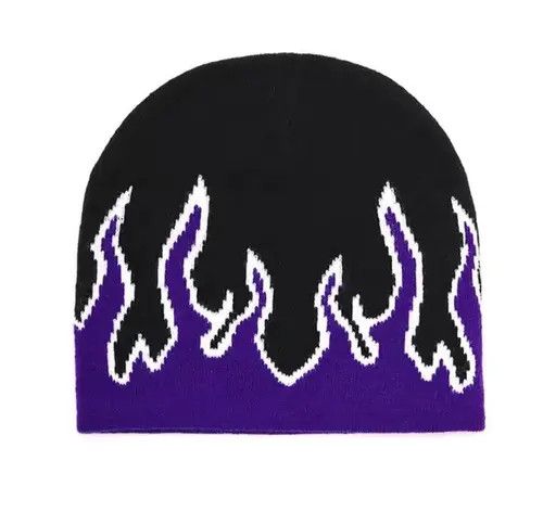 Other Fire Flame Graphic Purple Beanie Size ONE SIZE - 4 Thumbnail