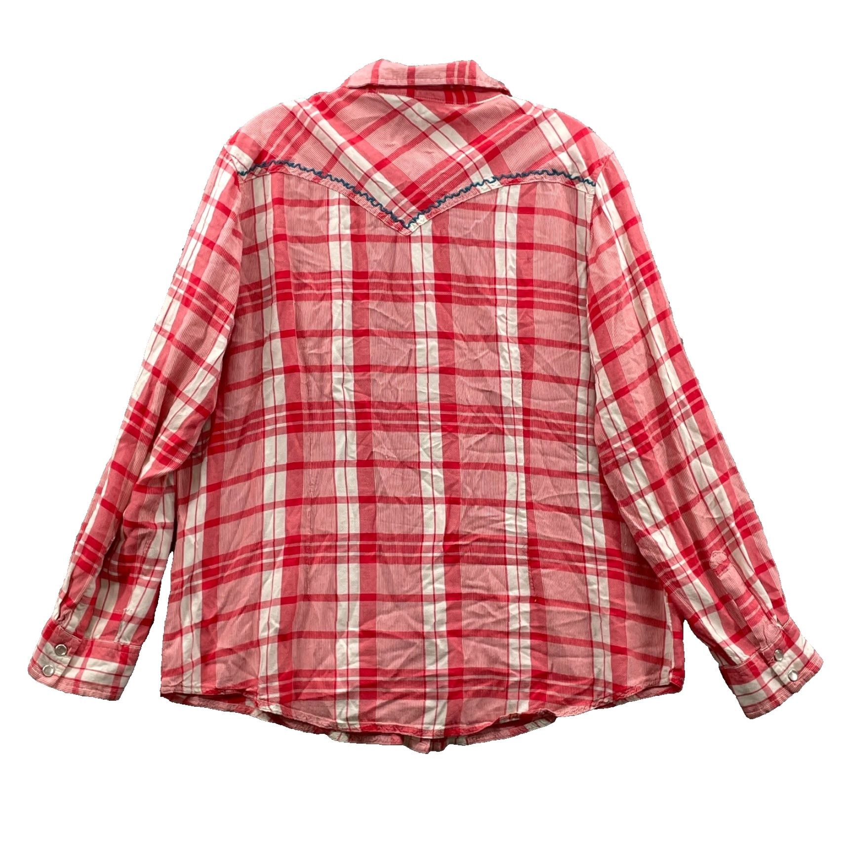 Wrangler Wrangler Shirt Women's XL Red Plaid Pearl Snap Western Cowboy Rodeo Y2k Cowgirl Vintage? Size XL / US 12-14 / IT 48-50 - 2 Thumbnail