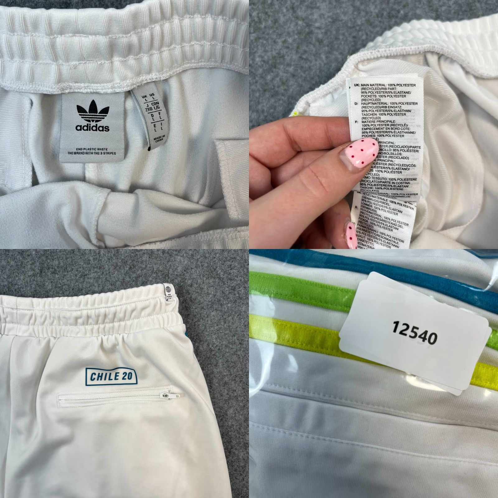 Adidas Adidas Originals Track Pants Mens L White Trefoil Joggers Trousers Gym & Training Pockets Regular Waist 36 in Blended Fabric Polyester Vintage No Size US 33 - 8 Thumbnail