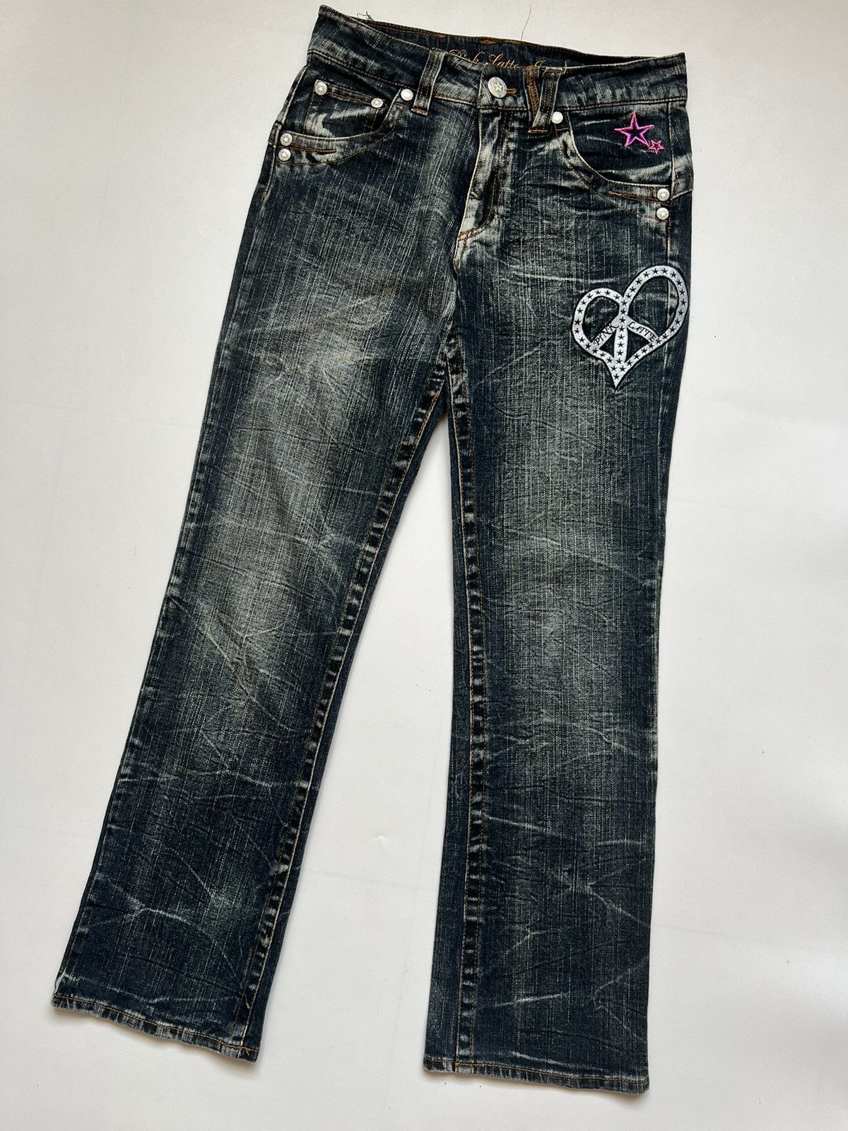 Japanese Brand Japanese Flared Pink Latte Embroidered Denim Size US 28 / EU 44 - 5 Thumbnail