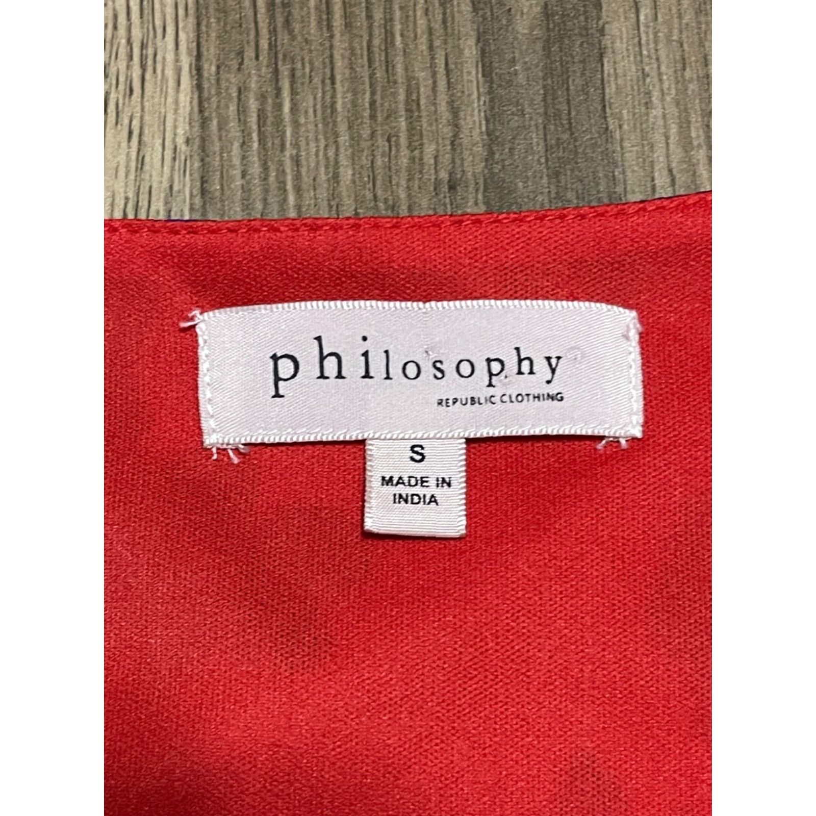 Vintage Philosophy Dress Women's Small Red Blue Floral Long Sleeve Dress Open Arm V-neck Casual Knee Length Shift Vintage: No Size S / US 4 / IT 40 - 5 Thumbnail