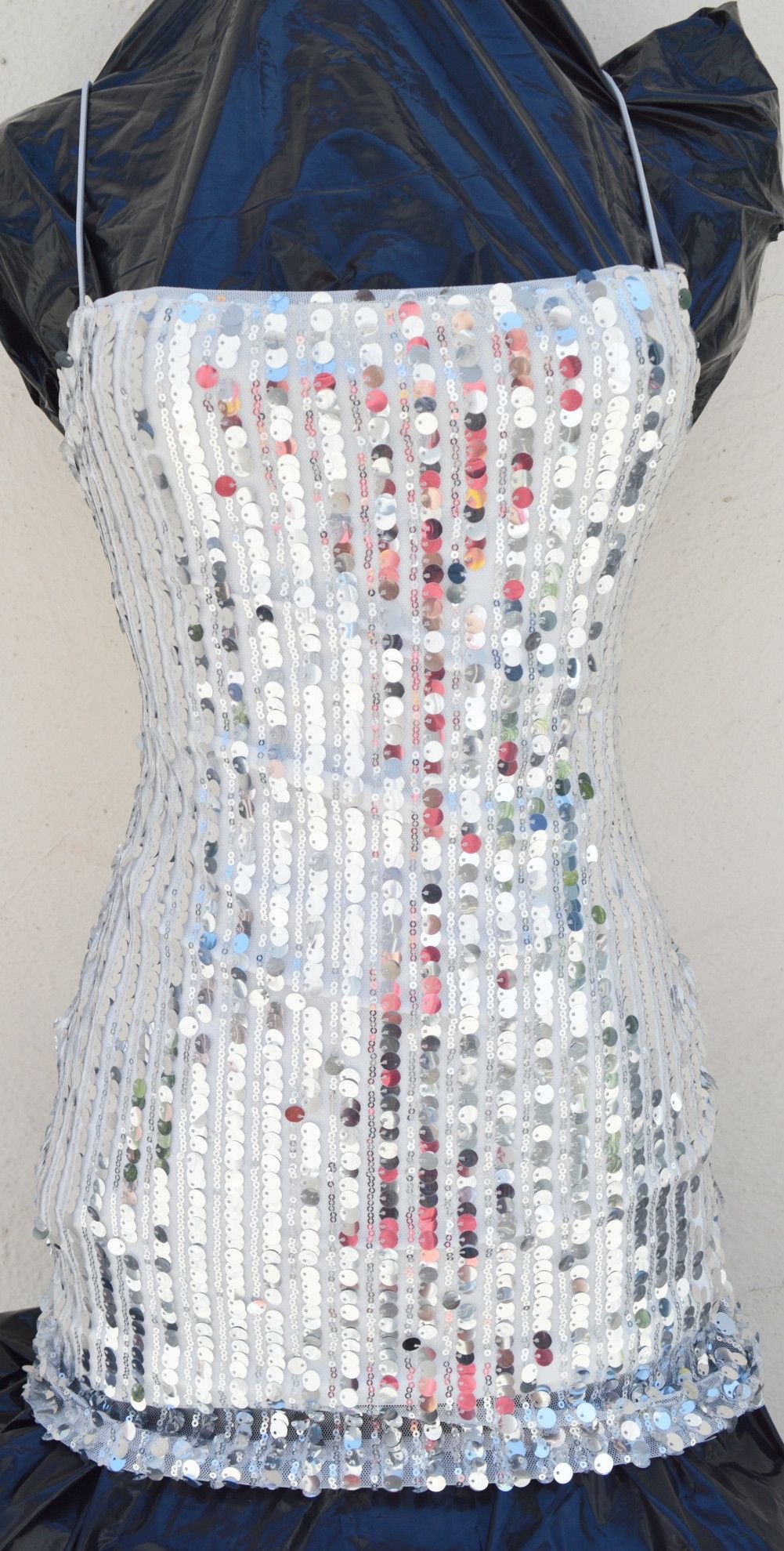 Other MINI DRESS SEQUIN / GLITTER SILVER STRAPS STRETCH Size S / US 4 / IT 40 - 4 Thumbnail
