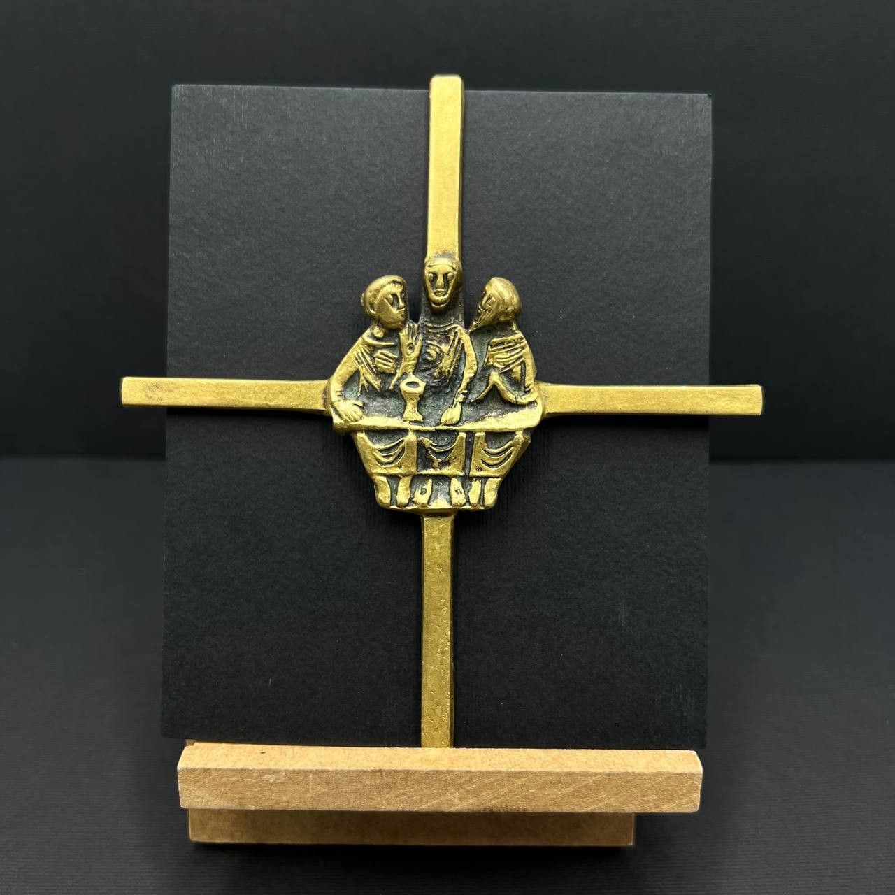 Vintage Bronze Wall Cross 14cm 1970s German Christian Art Vintage Size ONE SIZE - 7 Thumbnail