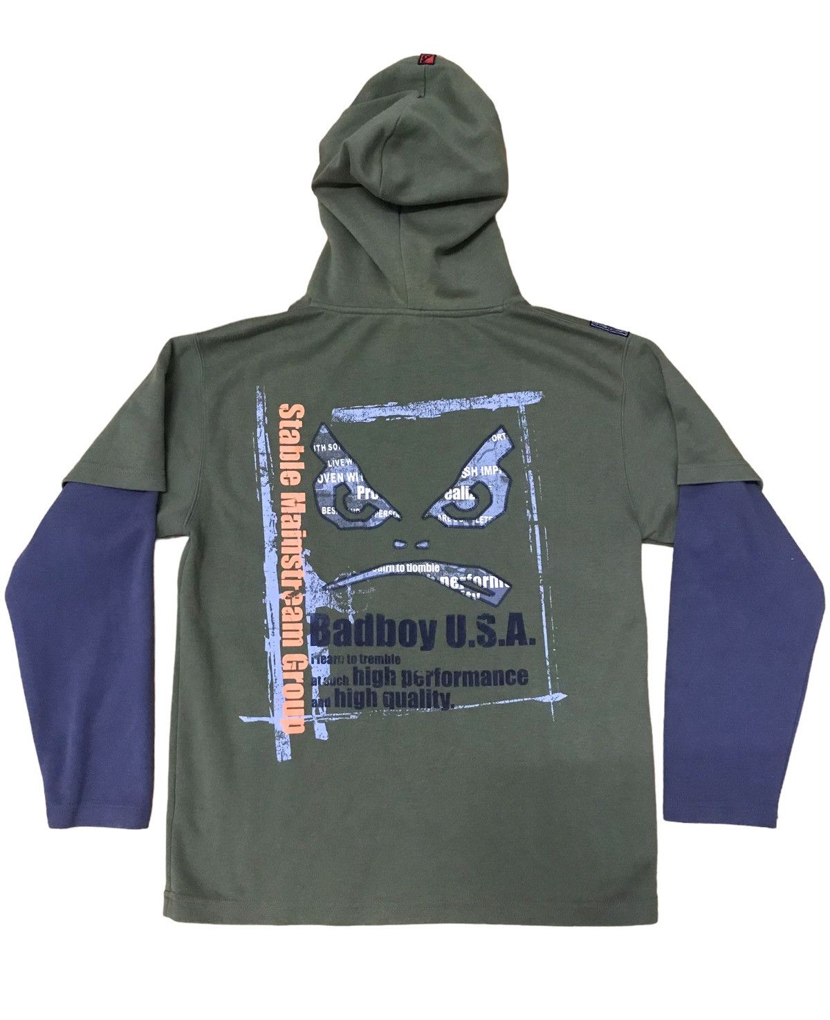 image of Rap Tees x Vintage Bad Boy Usa Hoodie Sweatshirt in Green, Men's (Size Medium)