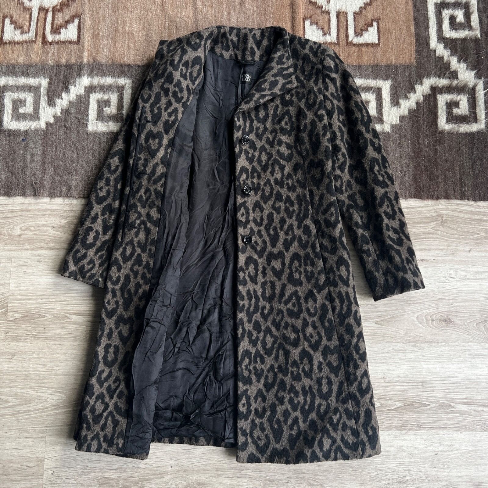 Cinzia Rocca Cinzia Rocca Alpaca Wool Leopard Pattern Coat 8714AC Size M / US 6-8 / IT 42-44 - 2 Thumbnail