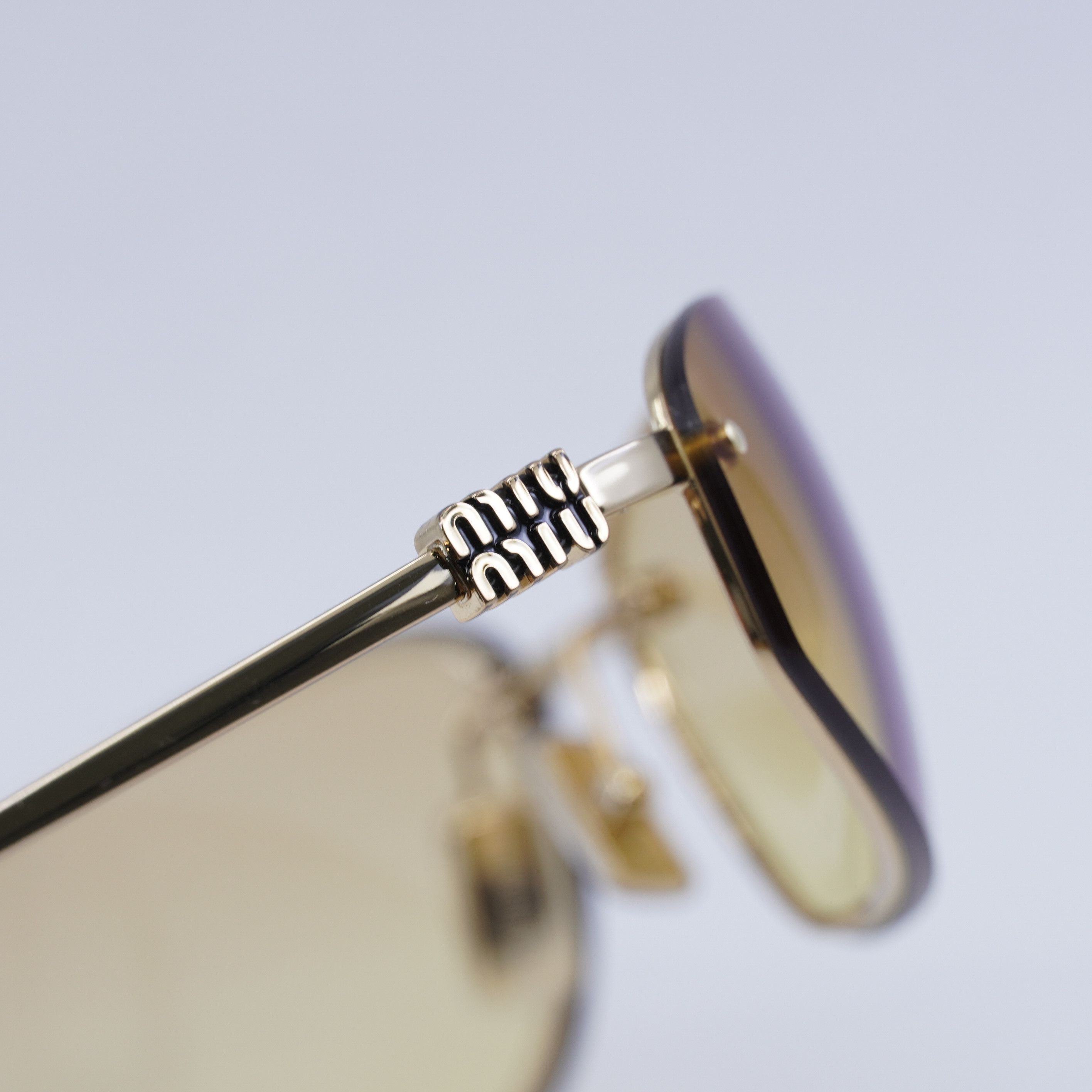 Miu Miu Miu Miu MUA50S 5AK7R1 Sunglasses Gold Rectangle Frame Size ONE SIZE - 11 Thumbnail