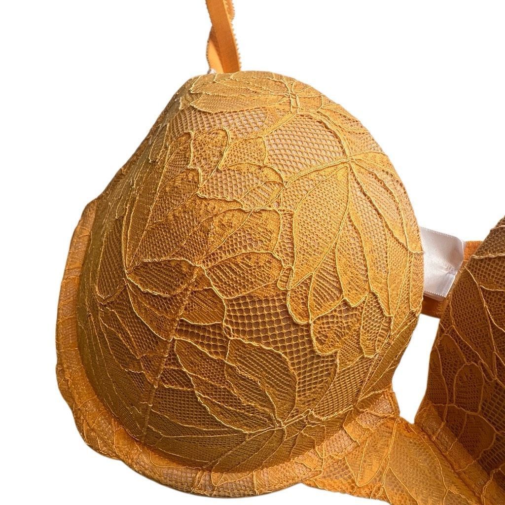 Wolford NWT Wolford Magnolia Lace Push-Up Demi Bra Mango Yellow 75D / 34D Size ONE SIZE - 6 Thumbnail