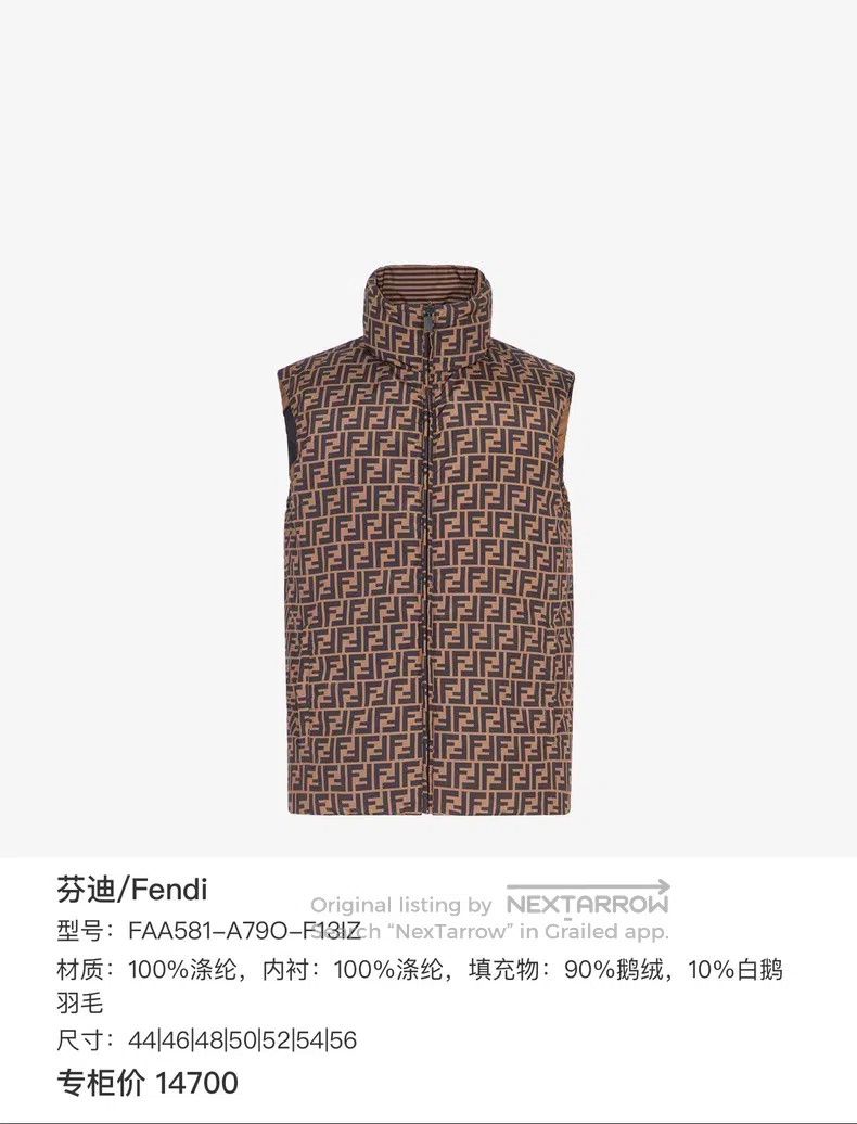 Fendi Fendi Brown Classic Monogram Teddy Down Vest Size US M / EU 48-50 / 2 - 7 Thumbnail