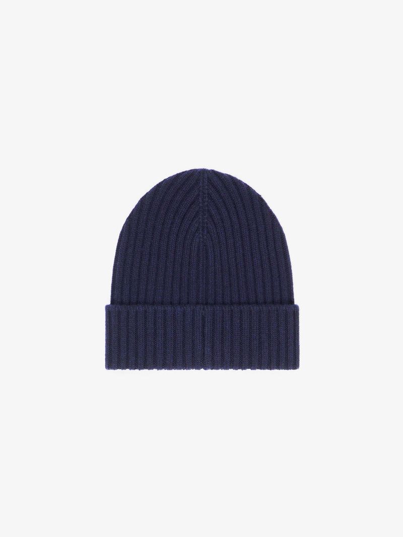 Givenchy o1n1vont0326 Size:TU Ribbed Beanie in Nevy Blue Size ONE SIZE - 2 Thumbnail