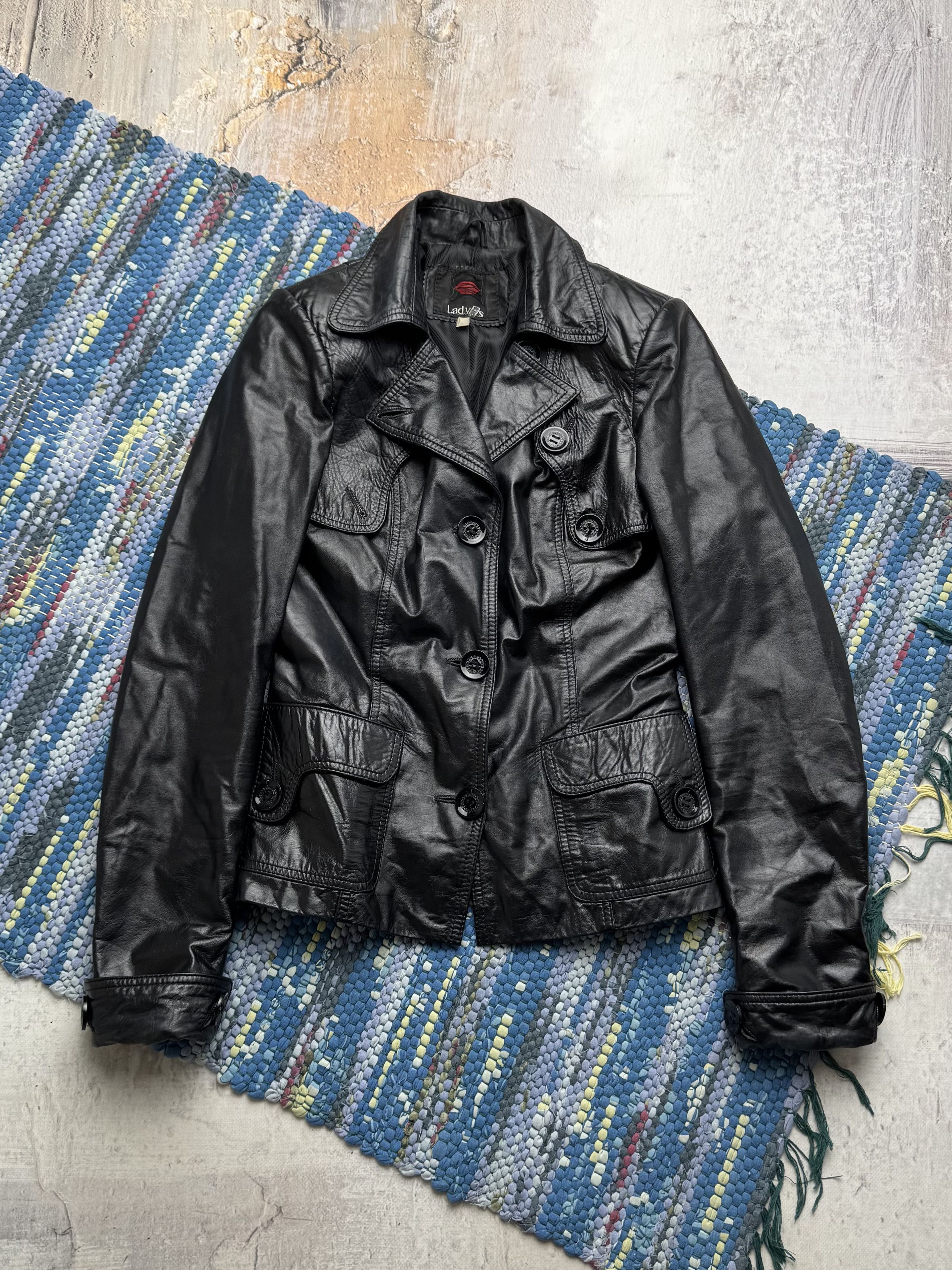 Vintage Vintage Leather Double Breasted Biker Button Front Jacket Size S / US 4 / IT 40 - 1 Thumbnail