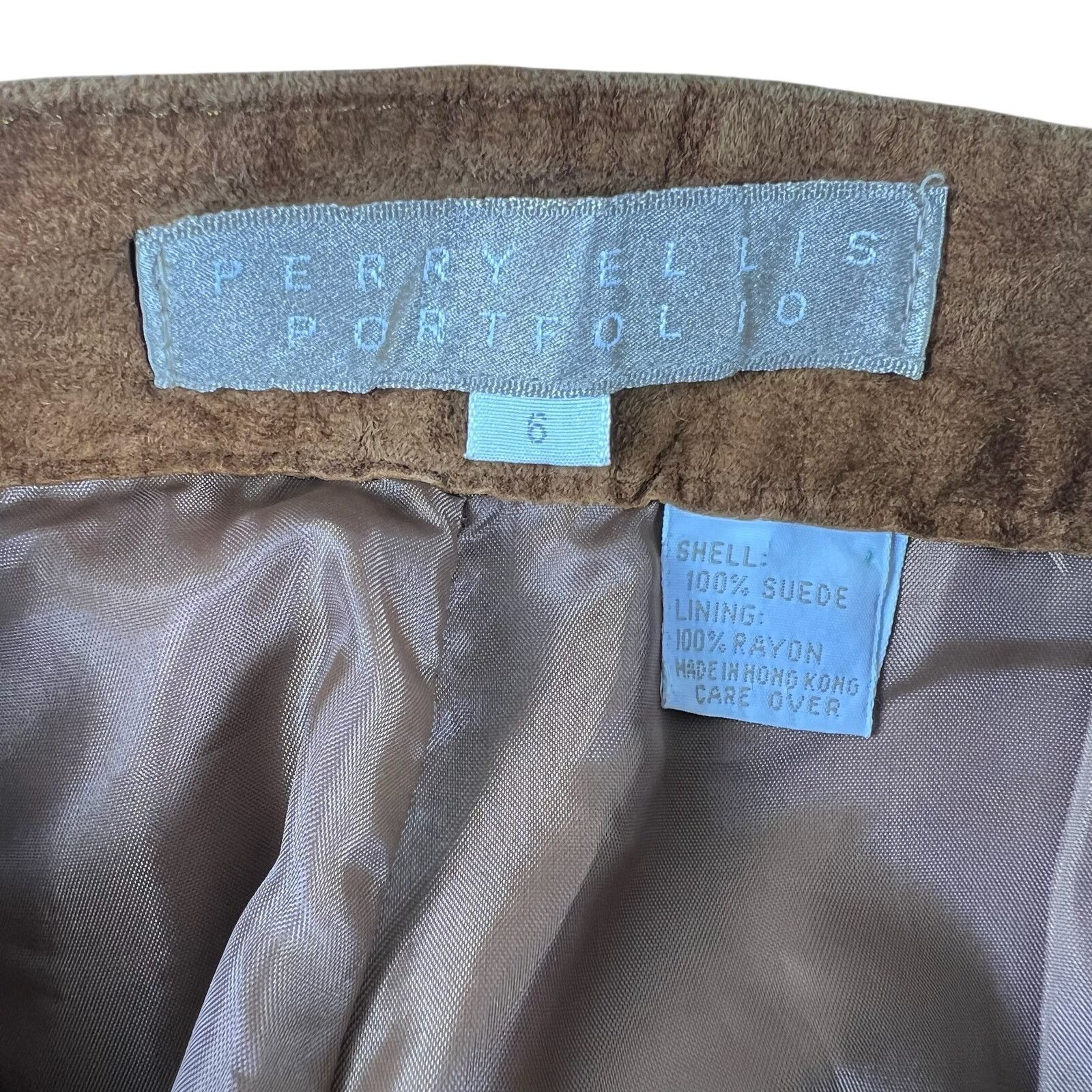 Perry Ellis Vintage Suede High-Waist Pants 6 | Perry Ellis Portfolio Size 28" / US 6 / IT 42 - 8 Thumbnail
