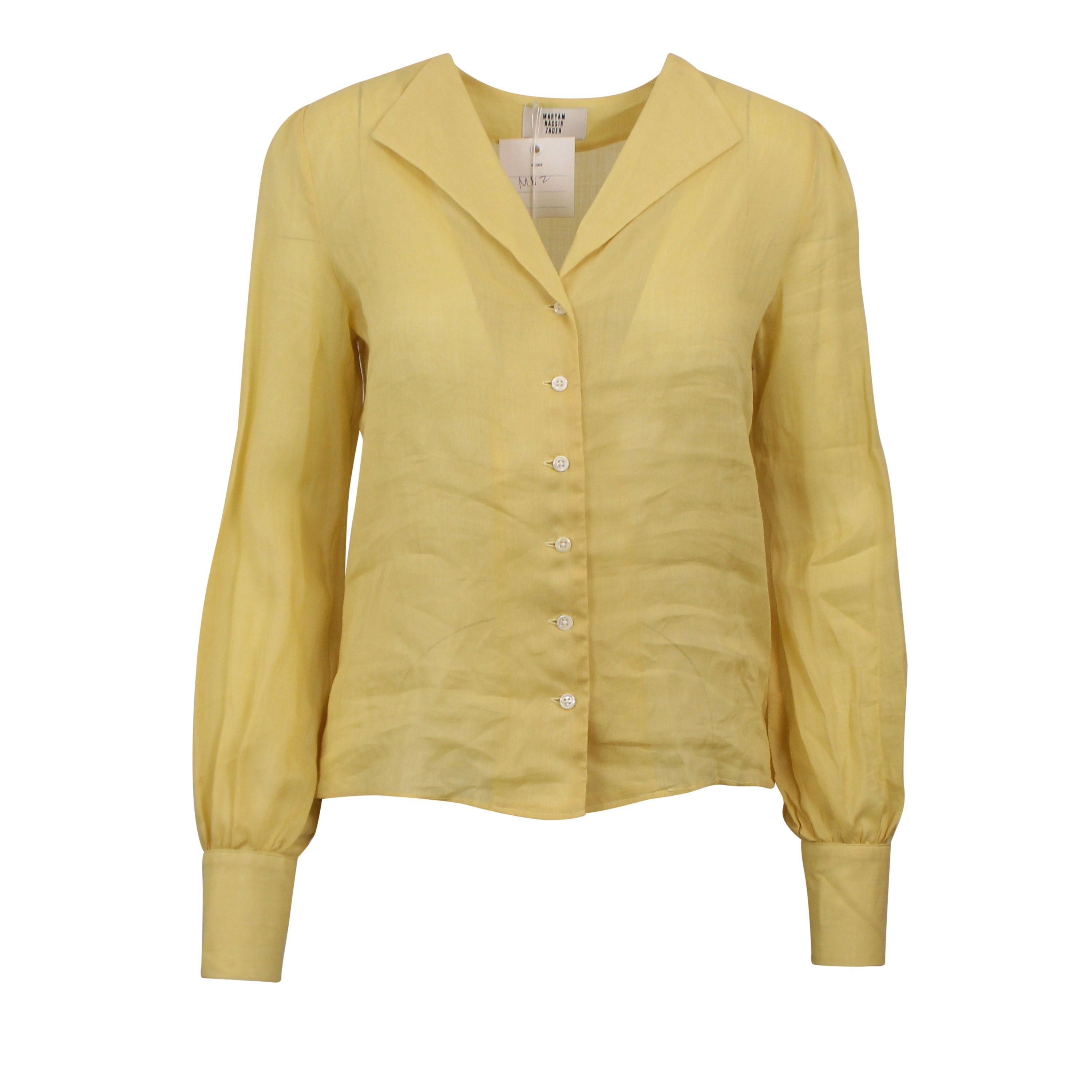 image of Maryam Nassir Zadeh Flaxen Yellow Balance Long Sleeve Blouse Size 0, Women's