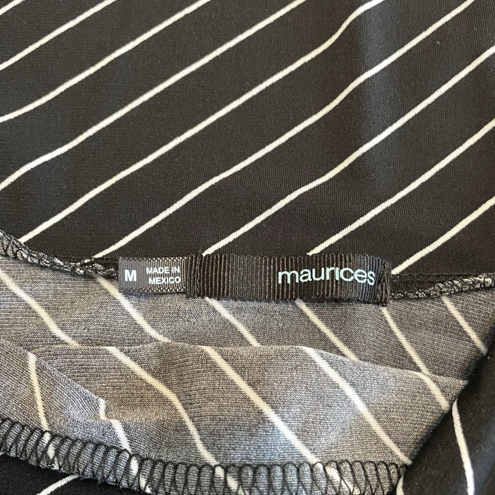 Vintage Maurices Skirt Women A-Line Short Black Striped Stretch Waistband Medium M Polyester Spandex Size 32" / US 10 / IT 46 - 2 Thumbnail