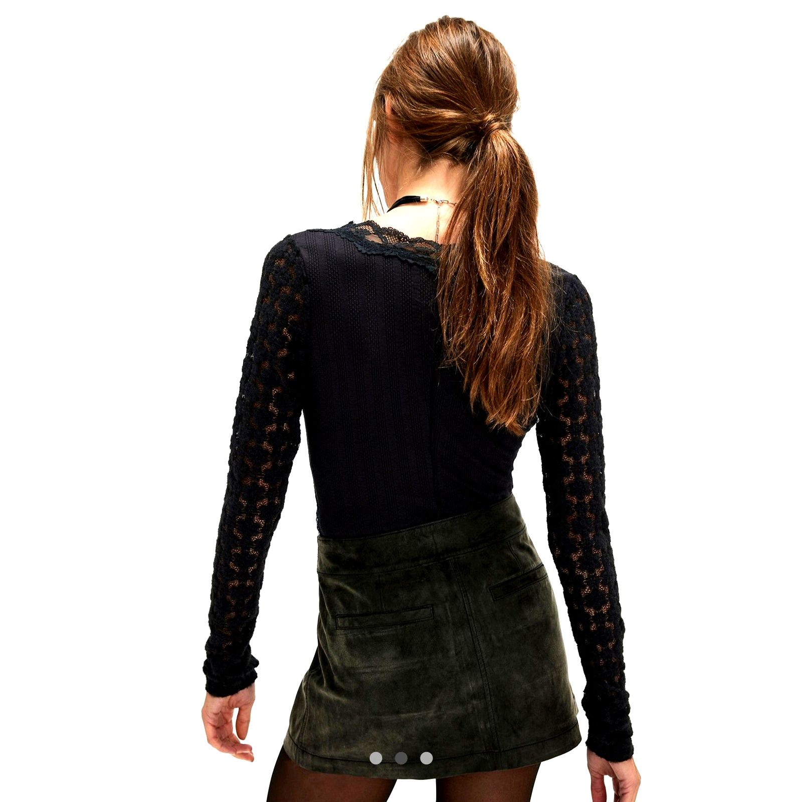 Free People Free People After Party Suede Mini Skirt Button Black 14 Size 33" - 4 Thumbnail