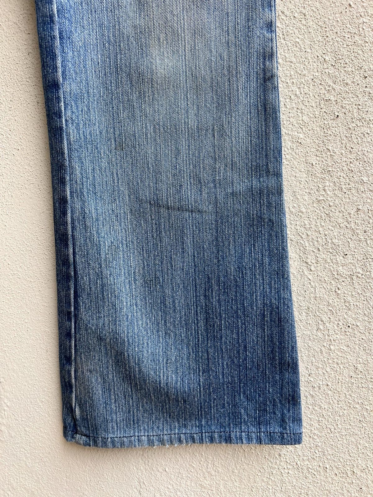 Japanese Brand Rupert Japan Double Waist Fade Mud Blue Denim Flare Jeans Size US 34 / EU 50 - 13 Thumbnail
