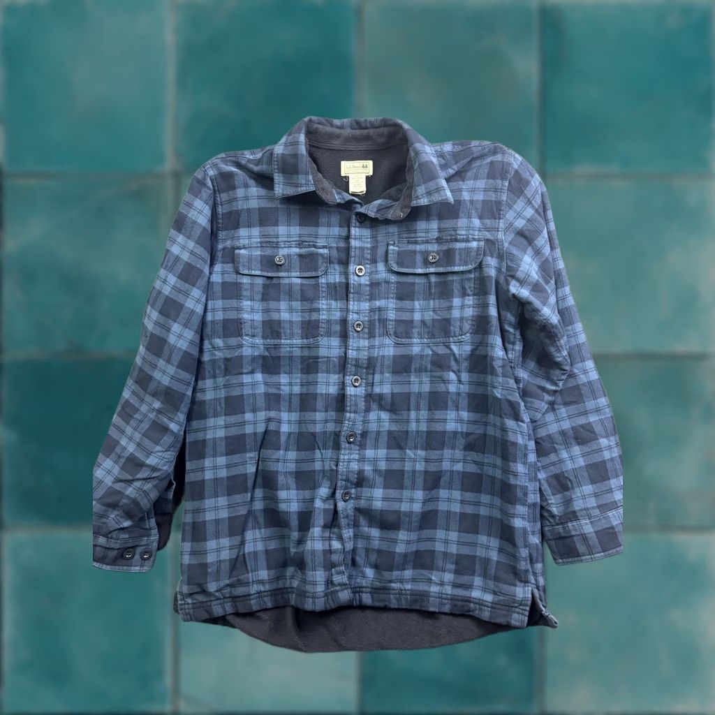 Vintage LL Bean Jacket Mens M Blue Plaid Flannel Shirt Jacket Shacket Lined Insulated Size US M / EU 48-50 / 2 - 1 Thumbnail