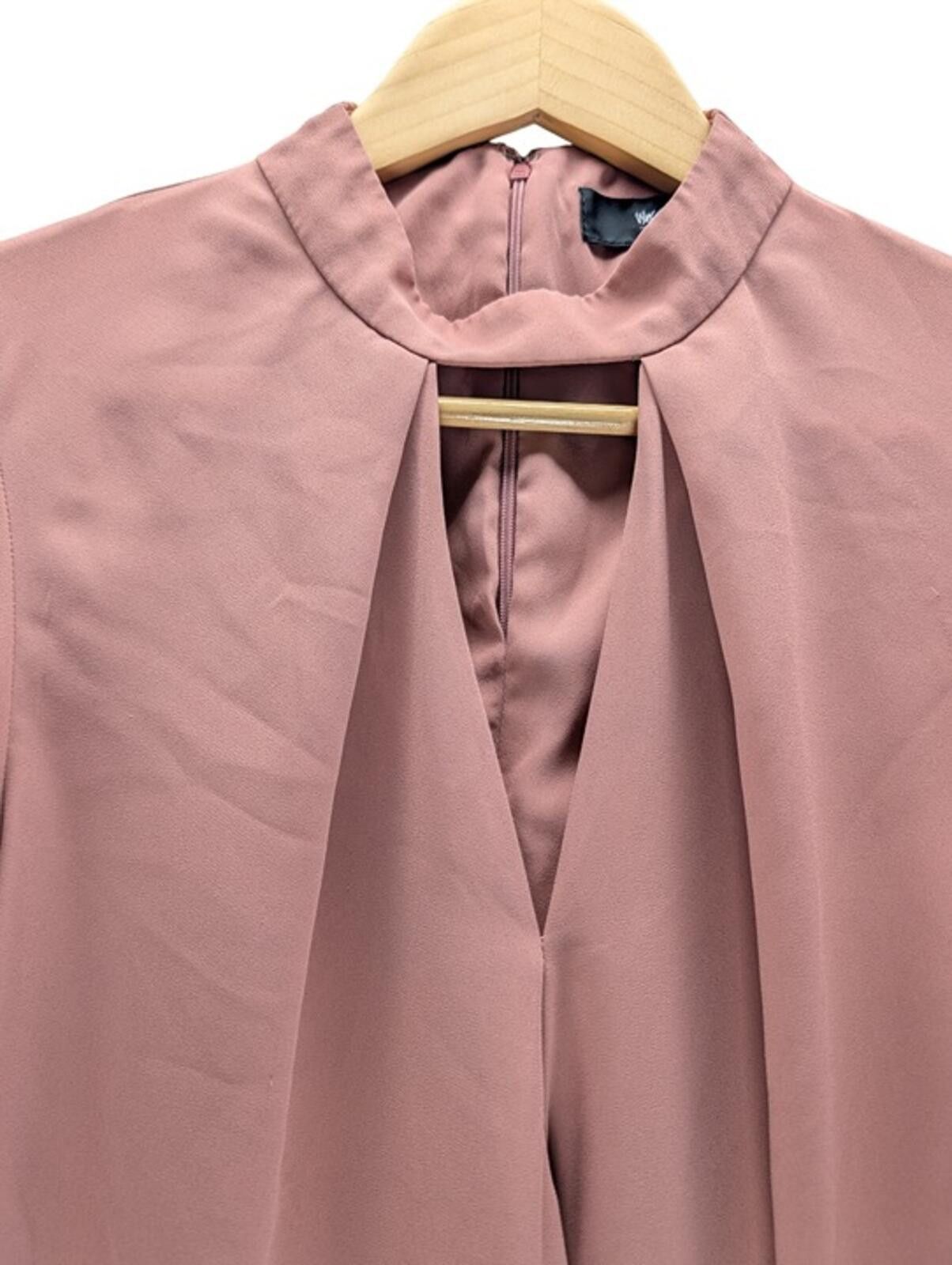 Mossimo Mossimo Blouse Women's Large L Keyhole Mock Neck Dusty Rose Size L / US 10 / IT 46 - 4 Thumbnail