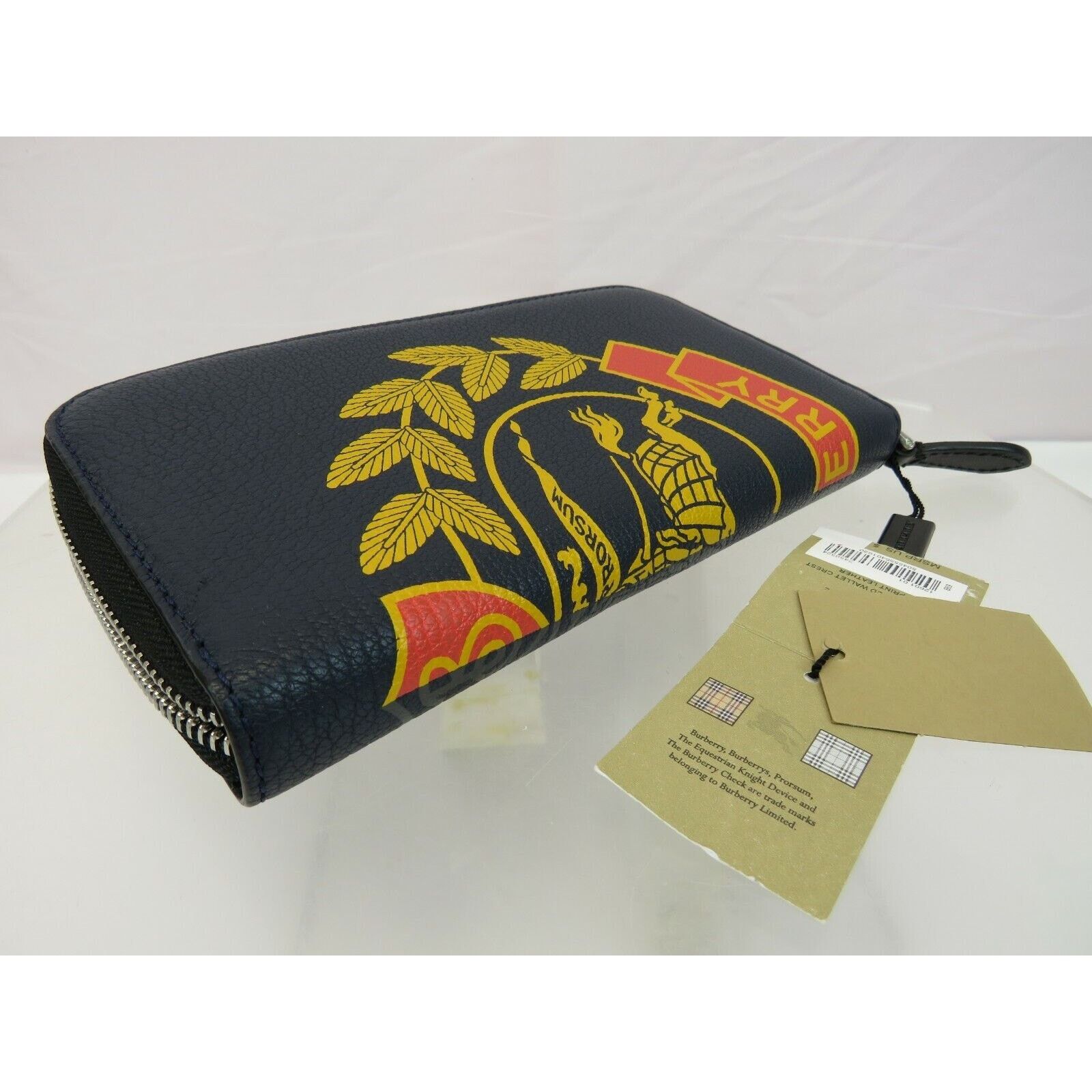 Burberry BURBERRY STORM BLUE LEATHER CREST LOGO CONTINENTAL WALLET Size ONE SIZE - 6 Thumbnail