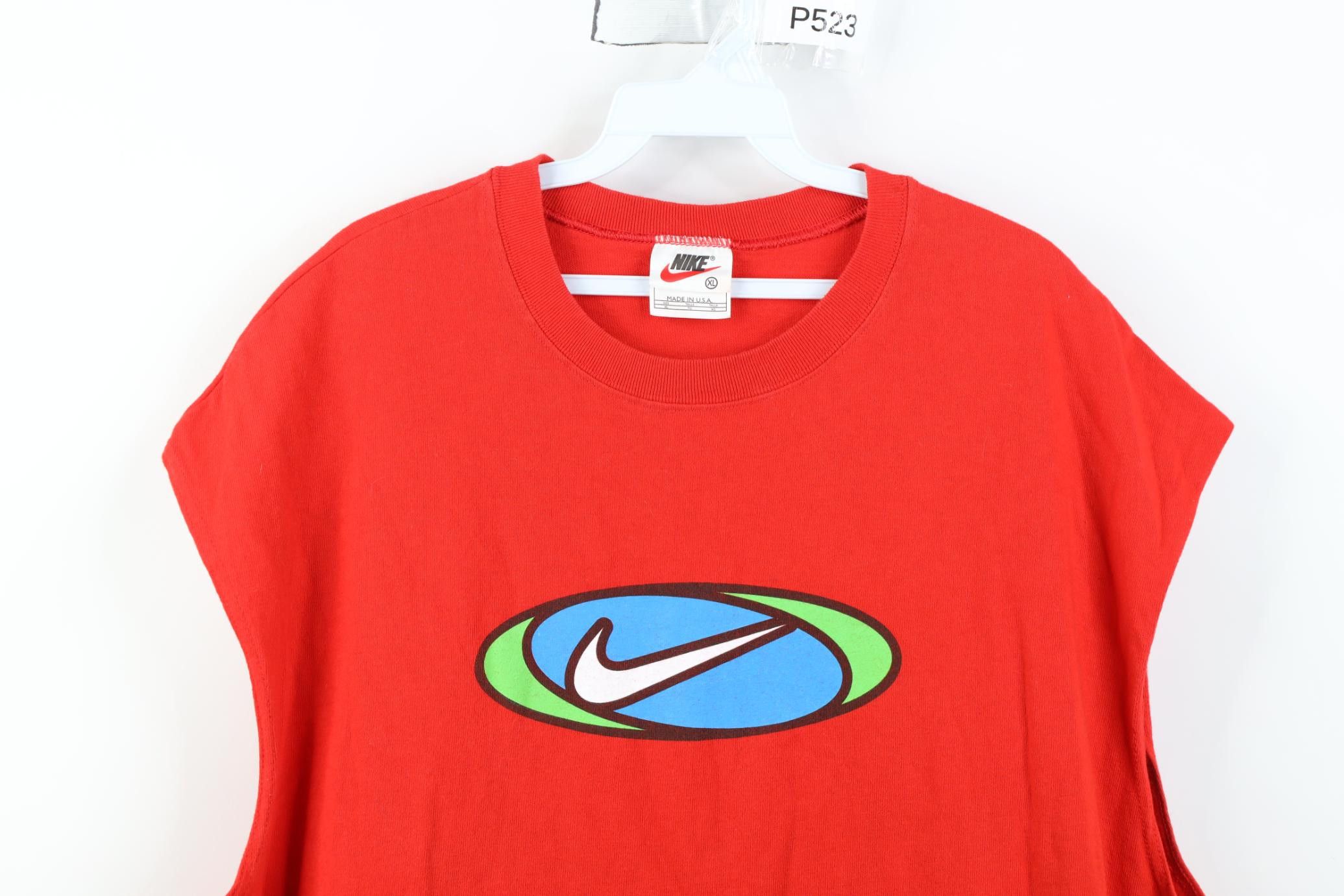 Nike Vintage 90s Nike Scott Center Swoosh Muscle T-Shirt Red USA Size US L / EU 52-54 / 3 - 2 Thumbnail