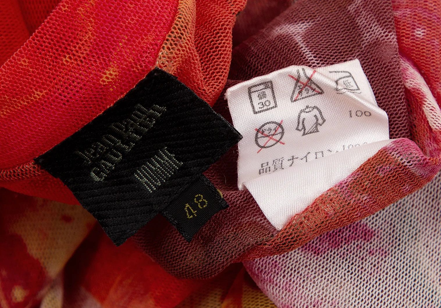 Jean Paul Gaultier Inside-Out Print Power Net T-Shirt in Orange Pink Size US M / EU 48-50 / 2 - 15 Thumbnail
