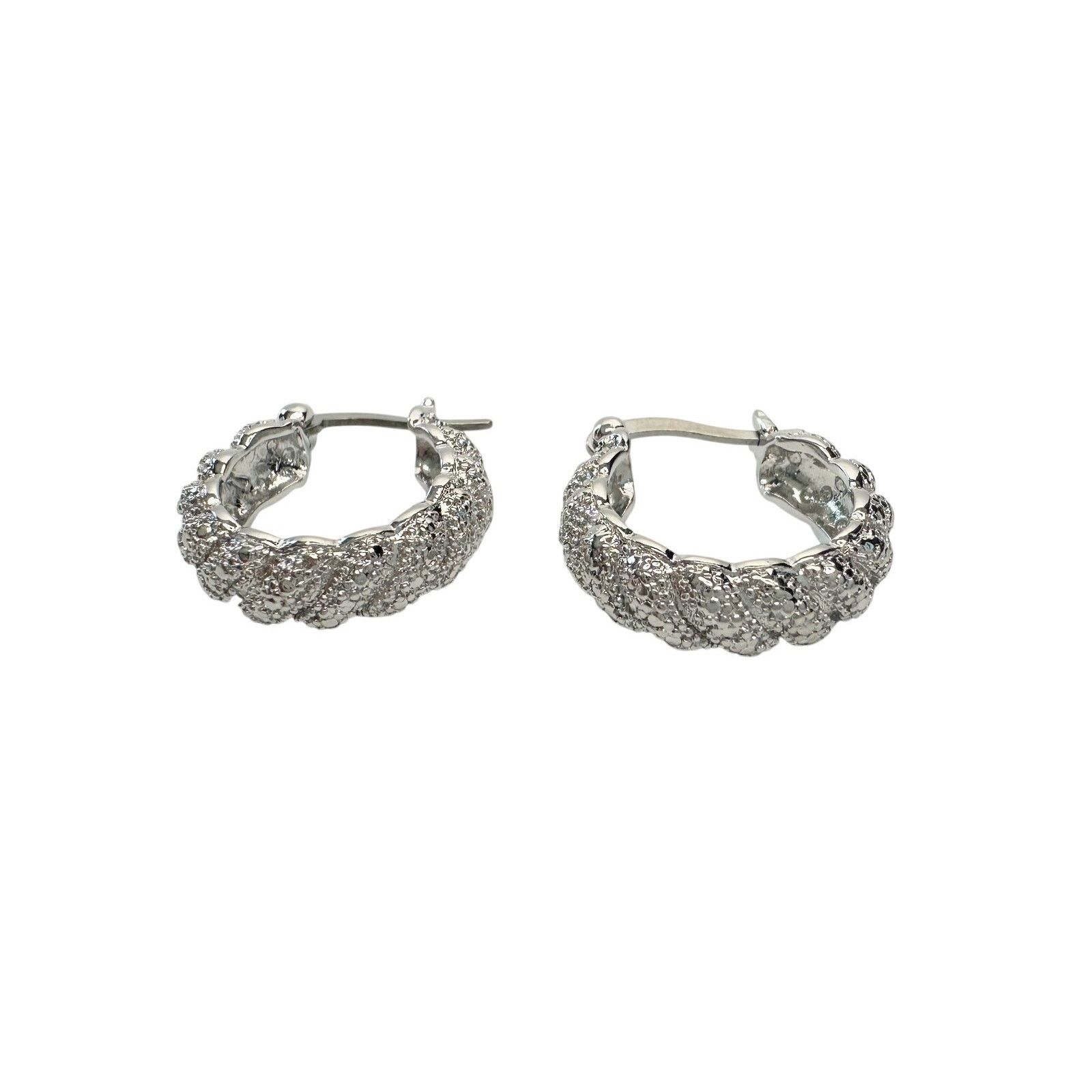 Other Holsted Jewelers Rhodium Plated Detailed Hoop Earrings Size ONE SIZE - 7 Thumbnail
