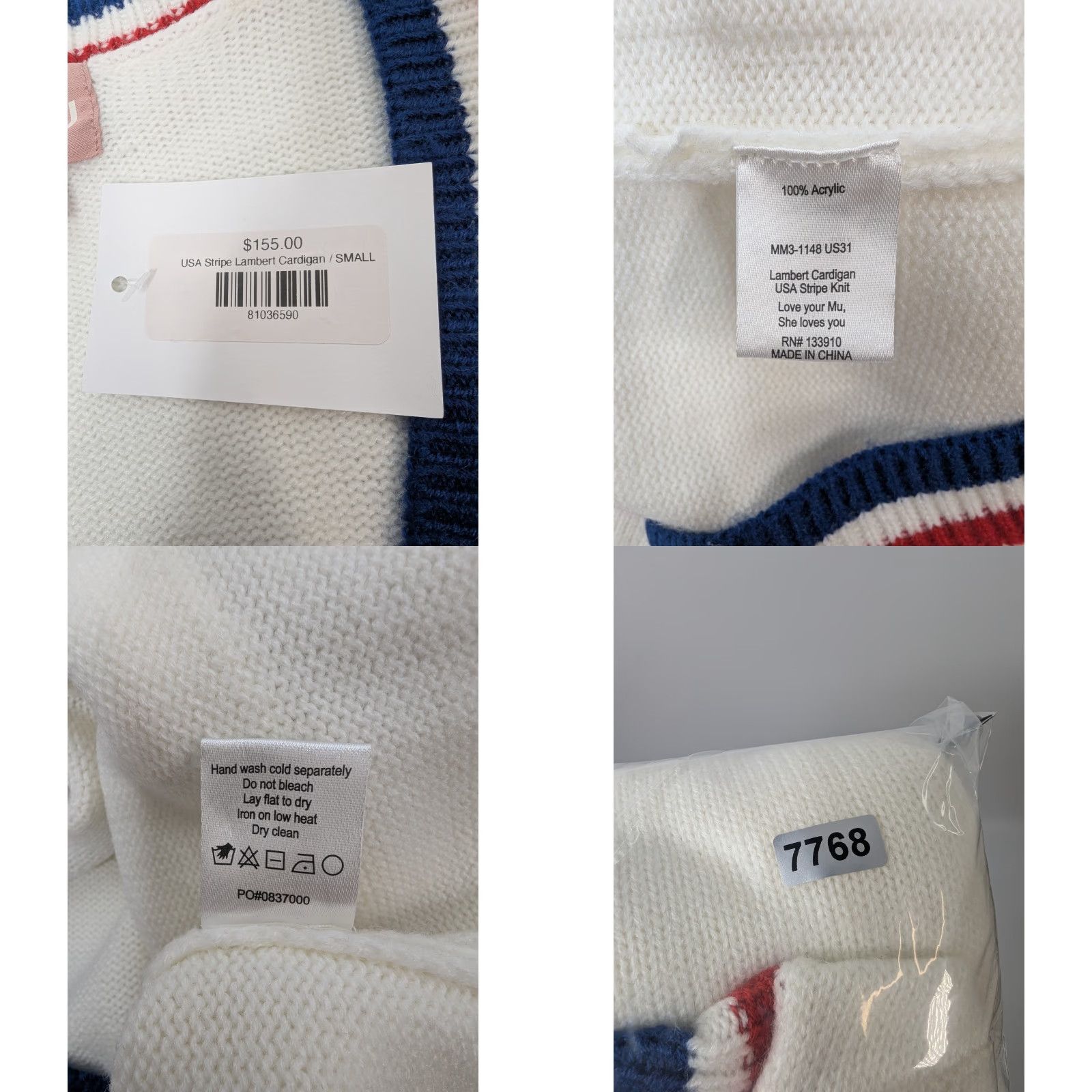 Show Me Your MuMu NWT Show Me Your Mumu Lambert Button Cardigan In USA Stripe Knit Size Small Women Cardigan White Knit Casual Preppy Pockets Womens Size S / US 4 / IT 40 - 8 Thumbnail