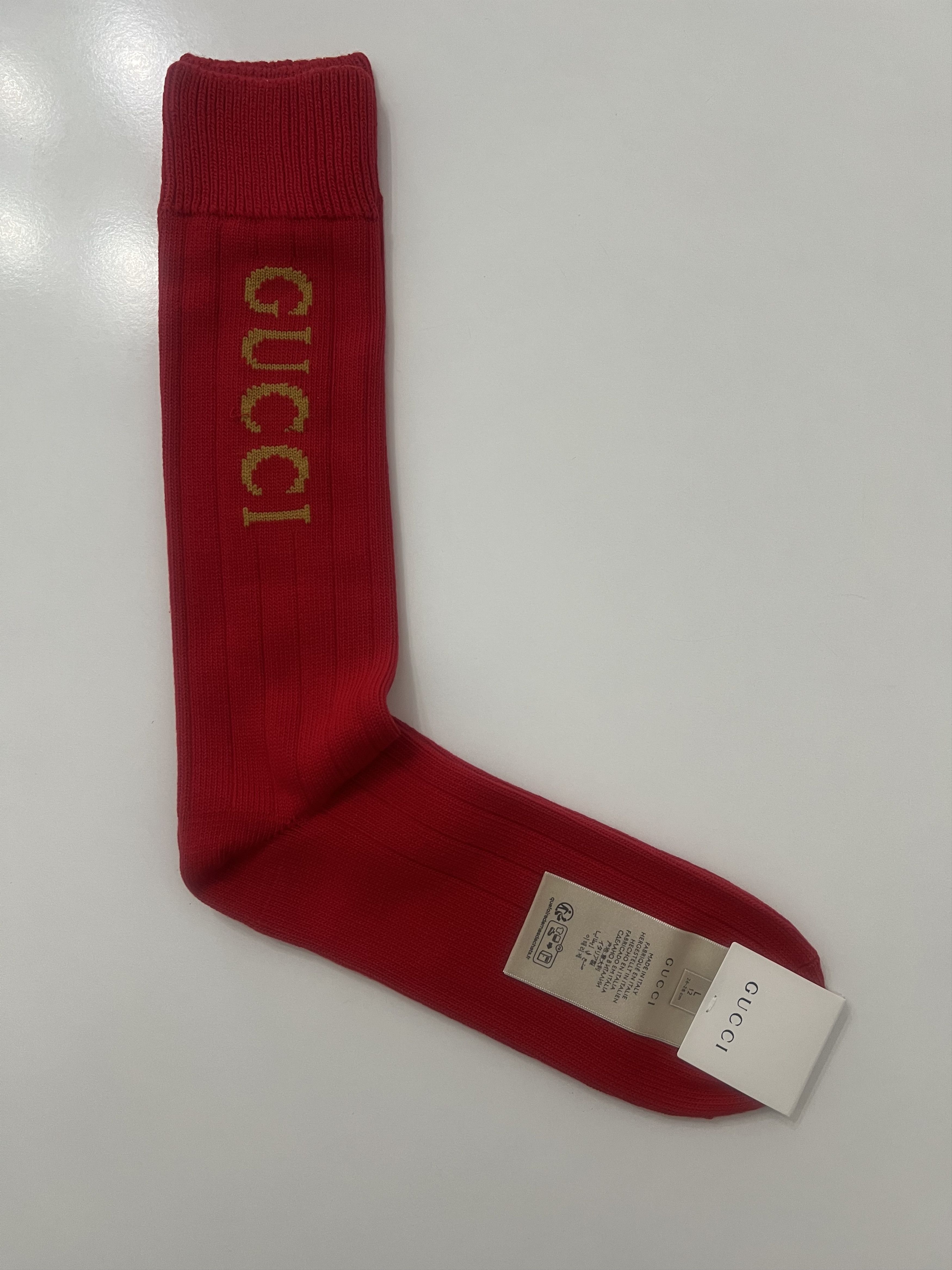Gucci GUCCI - INTARSIA LOGO PRINT SOCKS, RED, SIZE L Size ONE SIZE - 1 Thumbnail