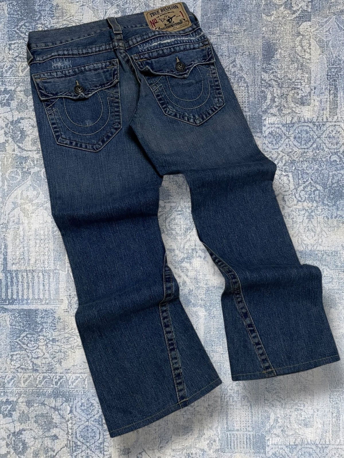 True Religion Vintage 90s Designer True Religion Distressed Flared Denim Size US 31 - 9 Thumbnail