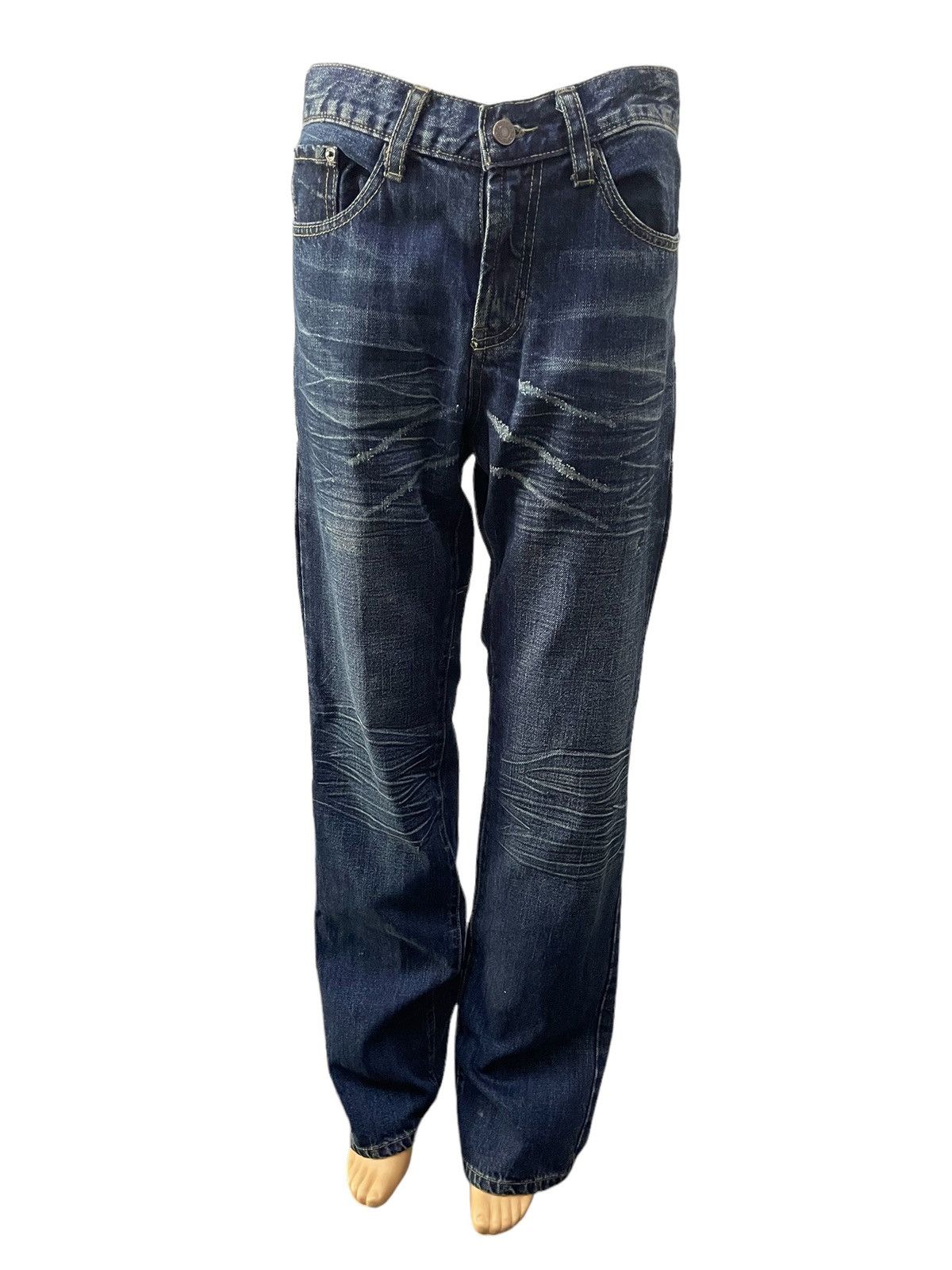 Japanese Brand Designez Japan Asymmetrical illustration Back At Front Jeans Size US 31 - 4 Thumbnail