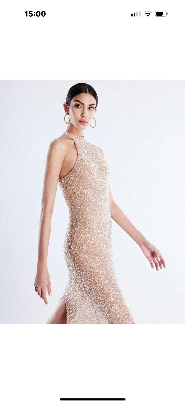 Bcbgmaxazria BCBGMAXAZRIA Jules Beaded Semi-Sheer Halter Gown Size XS / US 0-2 / IT 36-38 - 7 Thumbnail