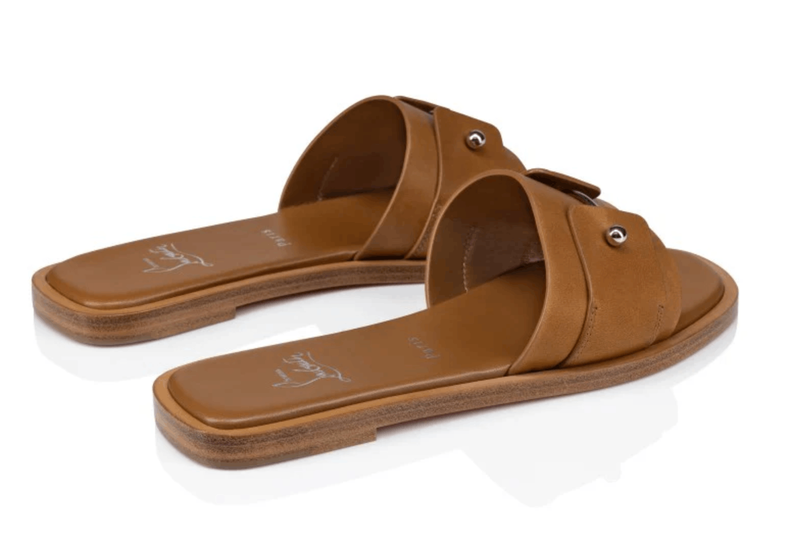 Christian Louboutin Chambelimule Donna Flat Tera Brown Leather Slide Sandal 36 Size US 6 / IT 36 - 14 Thumbnail