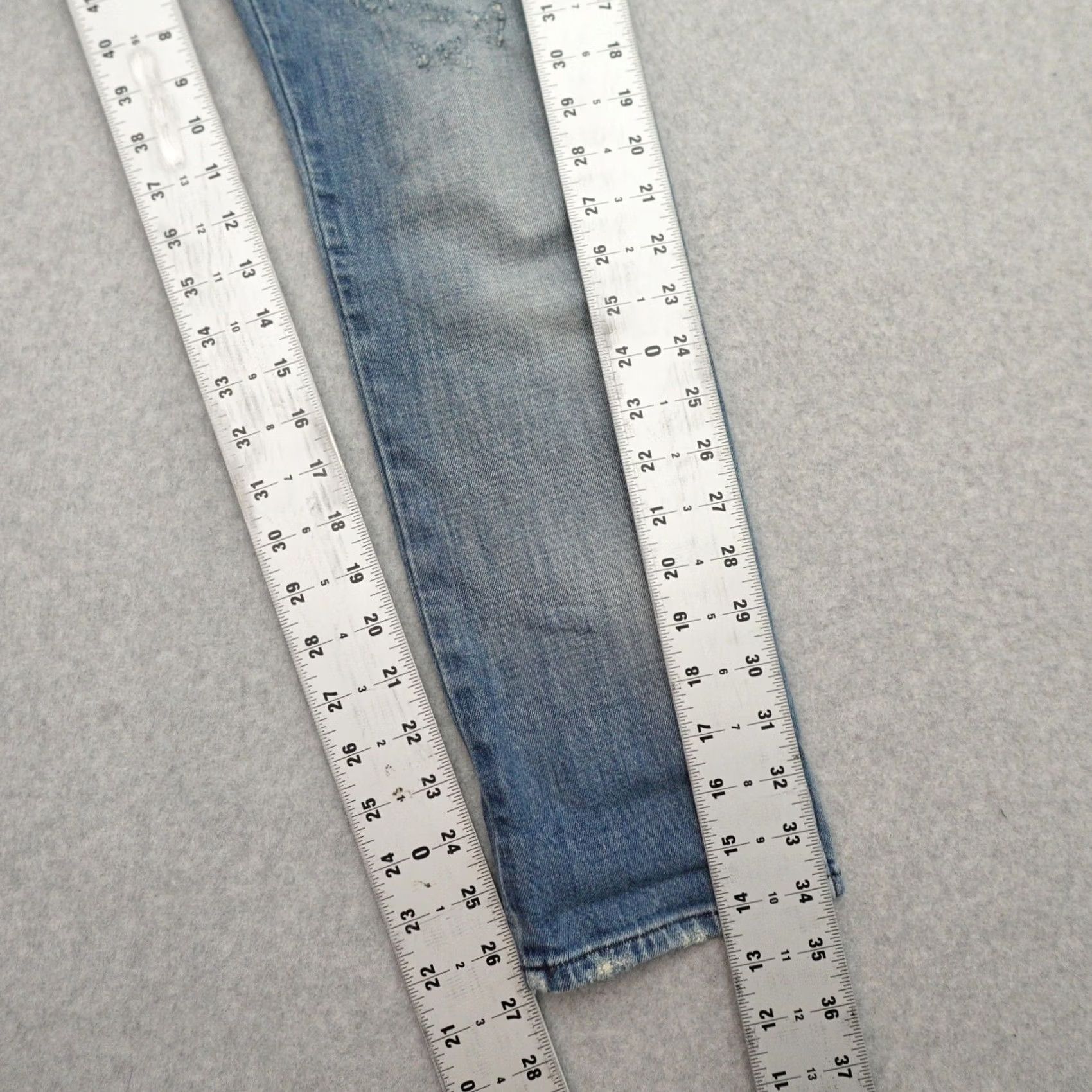 AMO AMO Jeans 27 (27X27) Kate Daydream Distressed Medium Wash Made in USA Women Skinny Jeans Size 32" / US 10 / IT 46 - 6 Thumbnail
