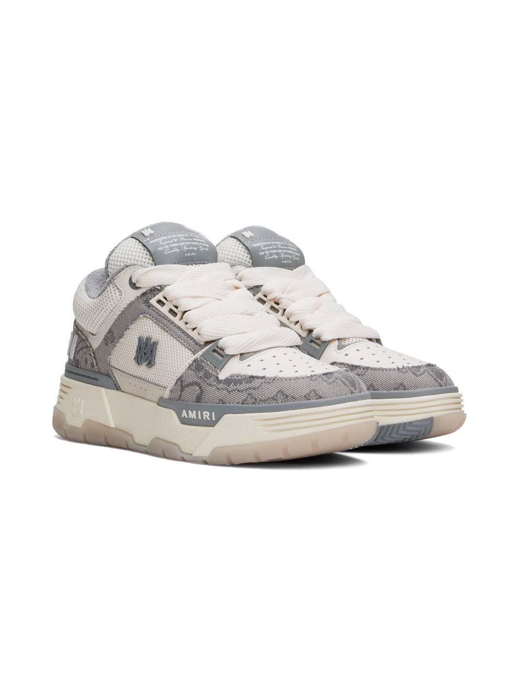 Amiri o1s1wg110925 Bandana Denim MA-1 Sneakers in Gray/Off-White Size US 7 / EU 40 - 4 Thumbnail