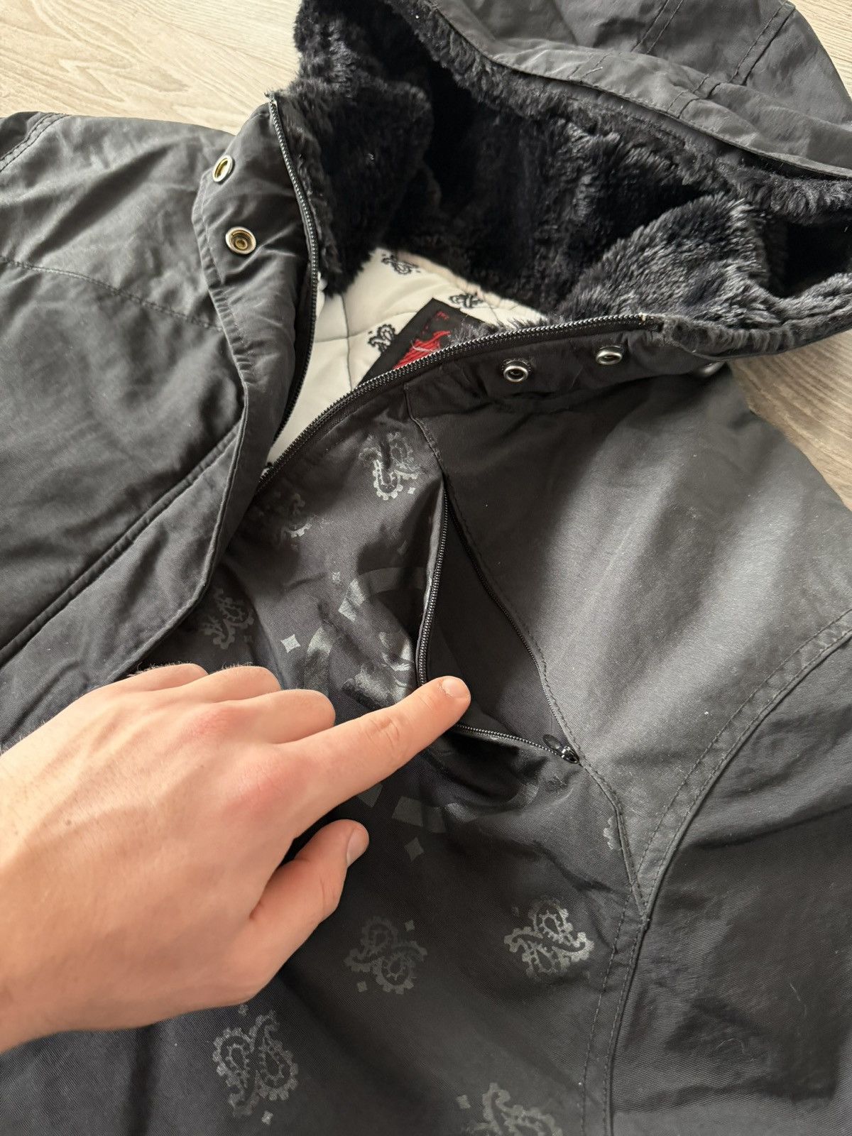 Affliction ‼️Y2K Metal Mulisha Monogram Printed Back Logo Fure Jacket‼️ Size US M / EU 48-50 / 2 - 9 Thumbnail