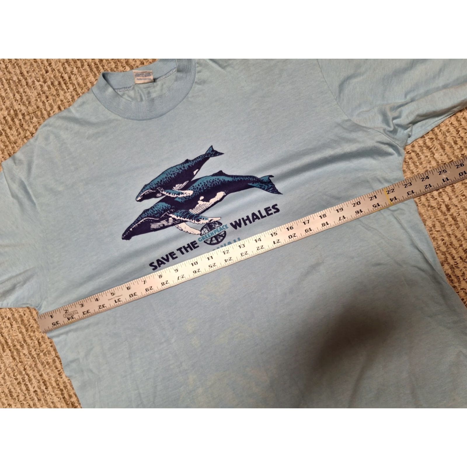 Hanes VINTAGE 70s HANES T-Shirt Unisex Adults XL Crew Neck Short Sleeve Blue Peace Animals Nature 70s Size US XL / EU 56 / 4 - 5 Thumbnail